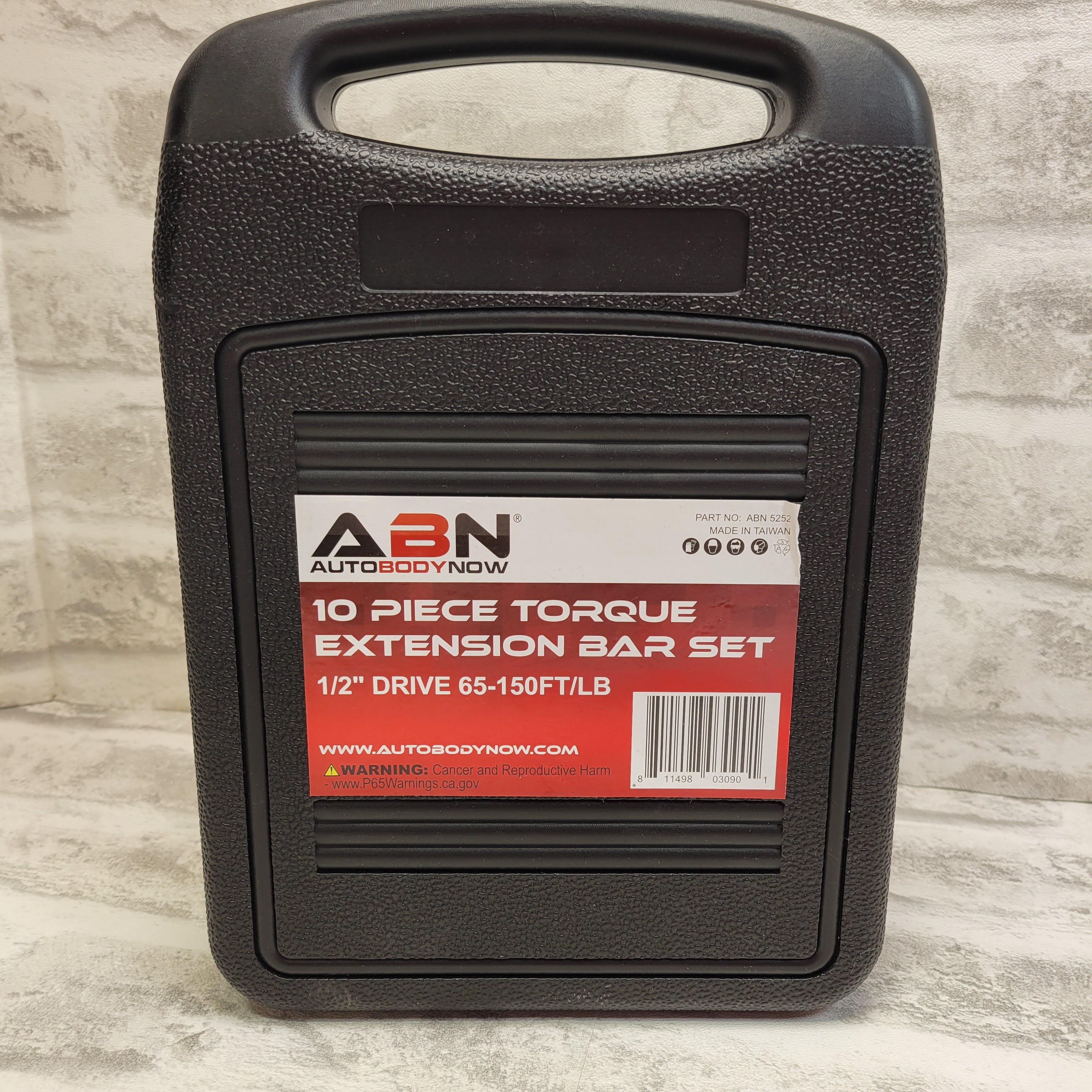 ABN 1/2in Drive 8in Long Torque Socket Extension Bar 10pc Tool Kit 65-150 ft/lb (7546441761006)