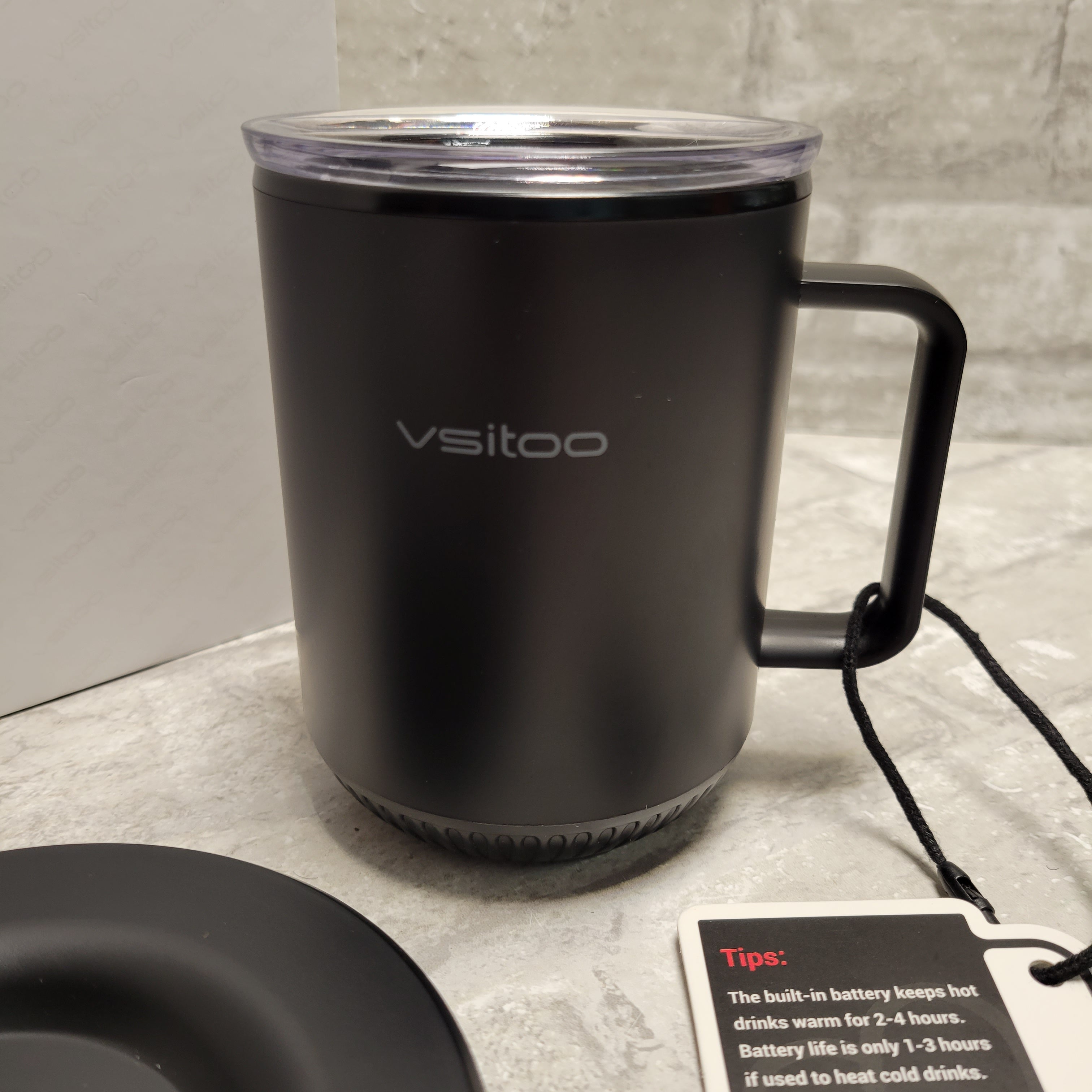 VSITOO S3 Temperature Control Smart Mug, Self Heating Black RL8 (8056468701422)