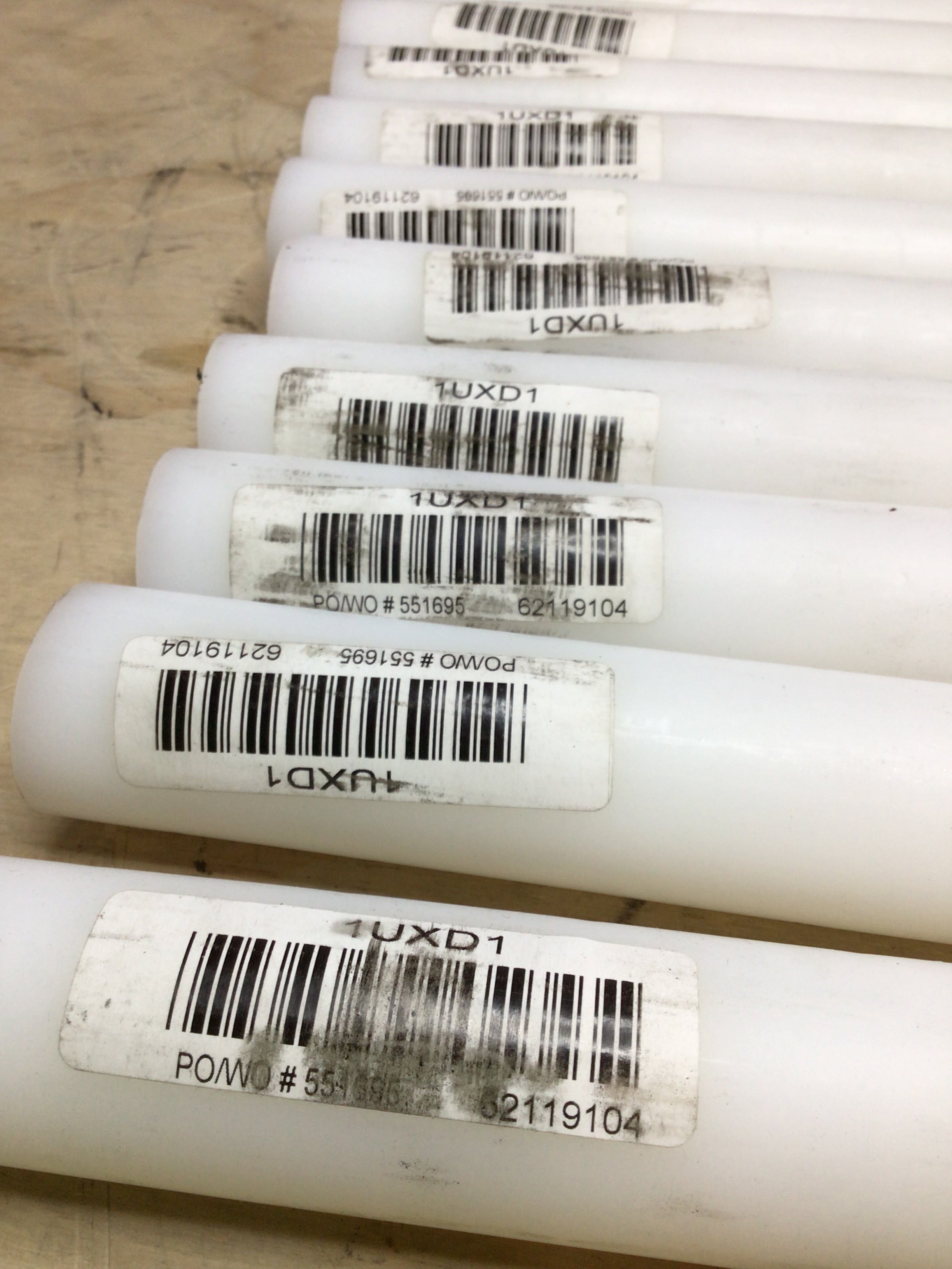 Plastic Rod 3 ft White Opaque 5800 psi Tensile Strength -22° to 180°F (14 rods) (8132142465262)