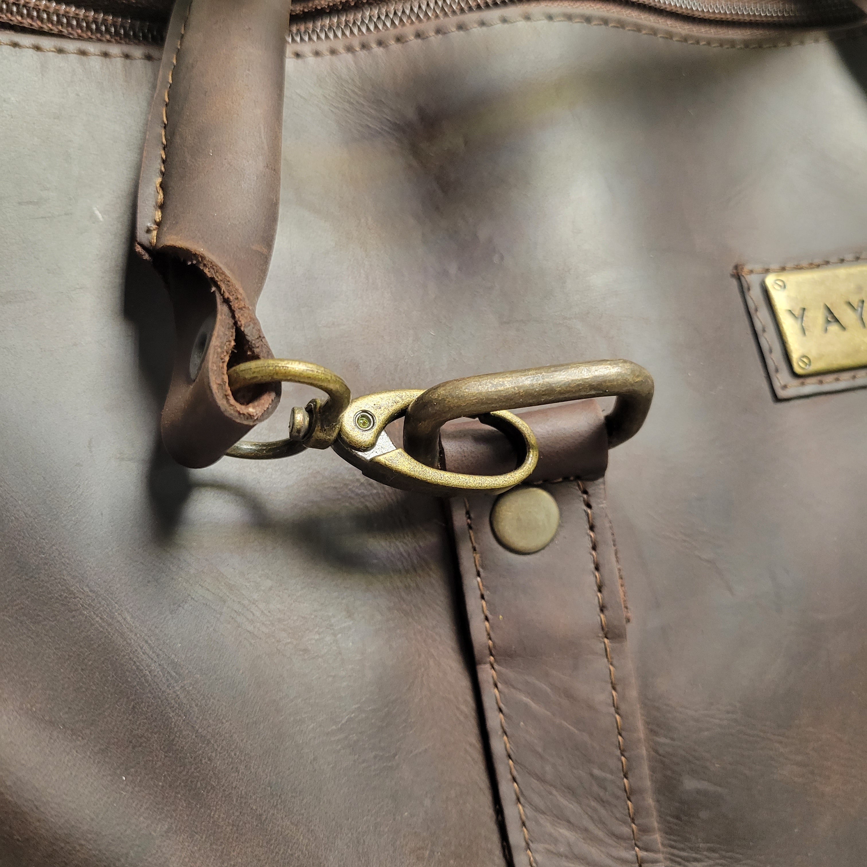 YAYAS Leather Duffel Junior Carry-On Bag, Brown (8041344336110)