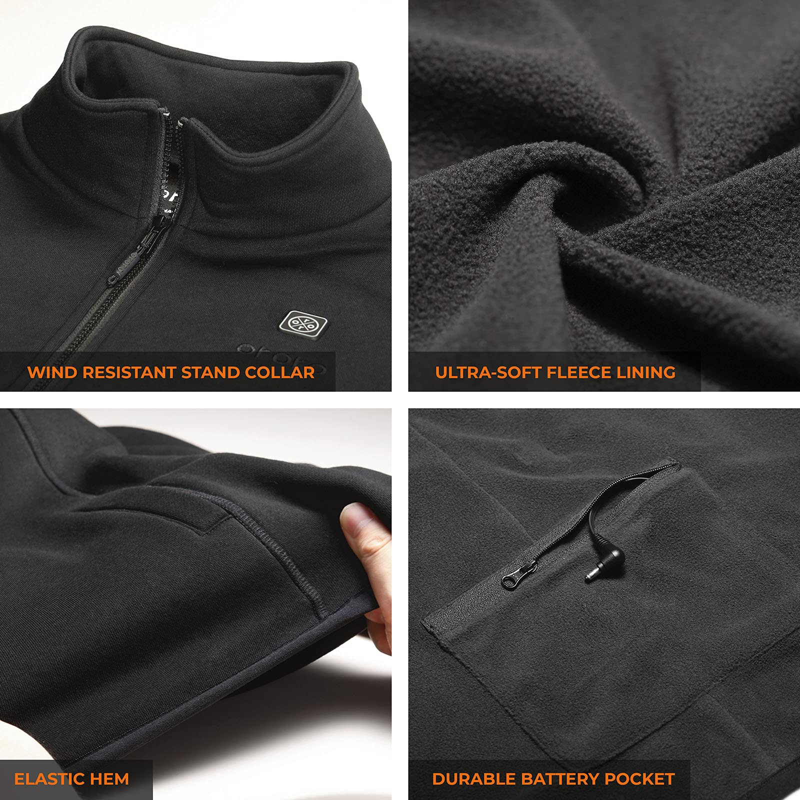 ORORO Men's Fleece Heated Vest with Battery Pack Large