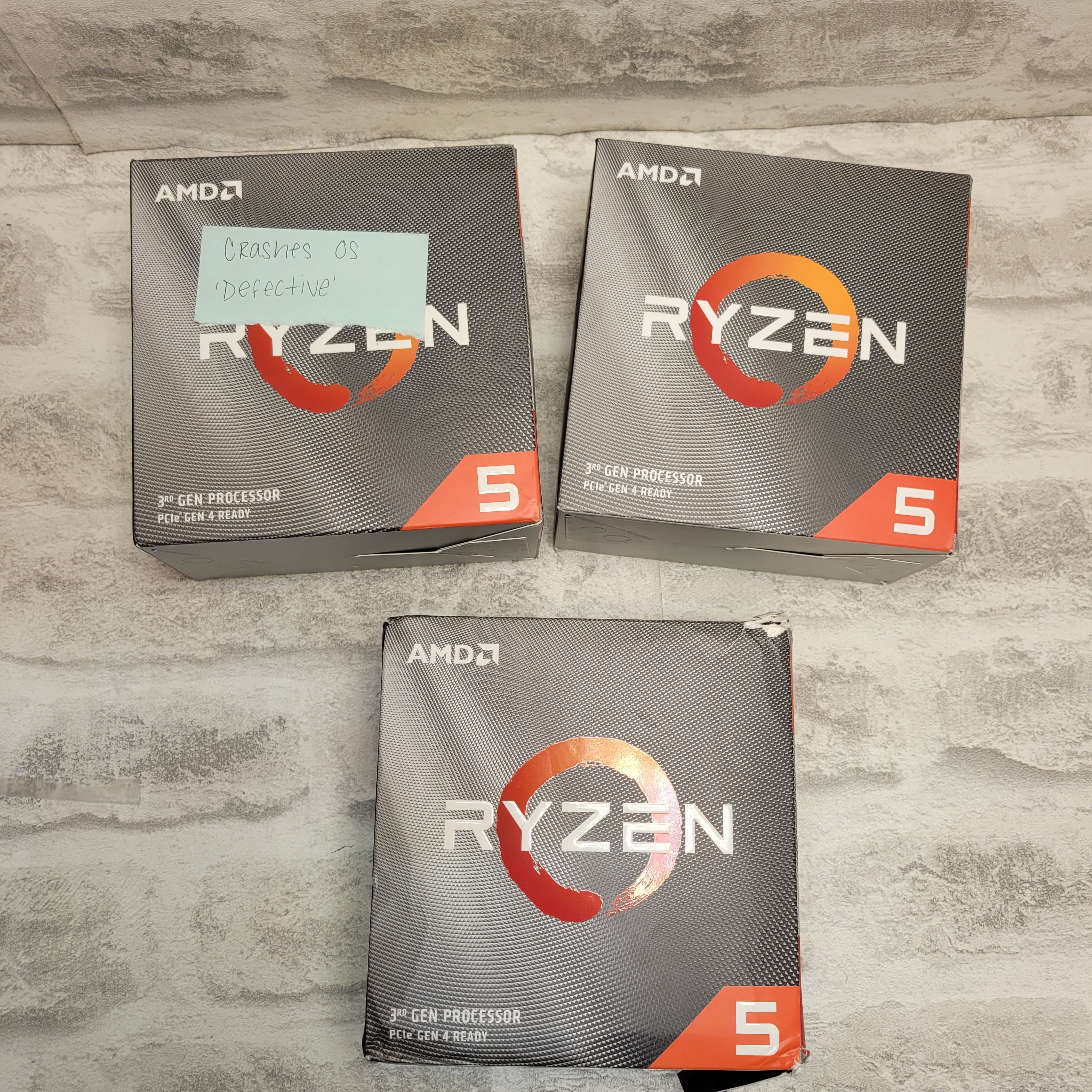 *FOR PARTS* Lot of 3, AMD Ryzen 5 3600 6-Core, 12-Thread Unlocked Processors (7885877182702)