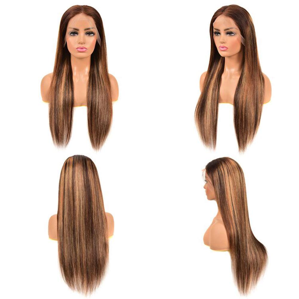 13x4 Ombre Highlight Lace Front Wigs Human Hair Straight, 24 inch (7539678576878)