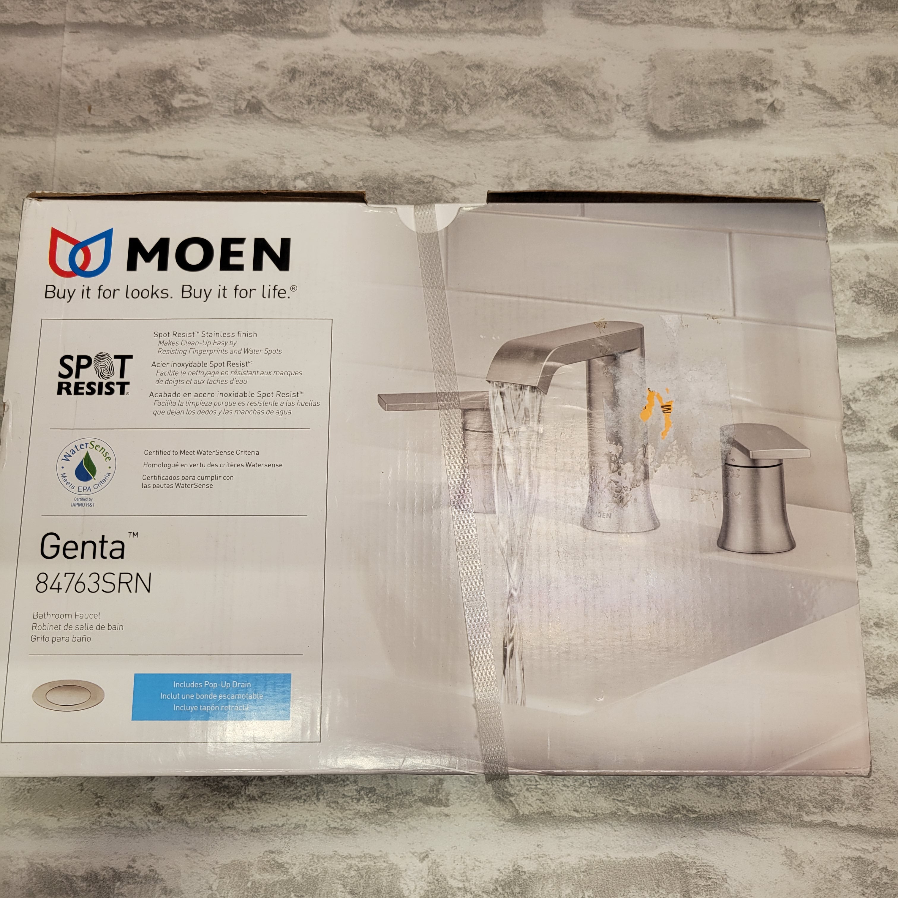 Moen Genta 84763SRN 8 in. Widespread 2-Handle Bathroom Faucet in Brushed Nickel (7645302849774)