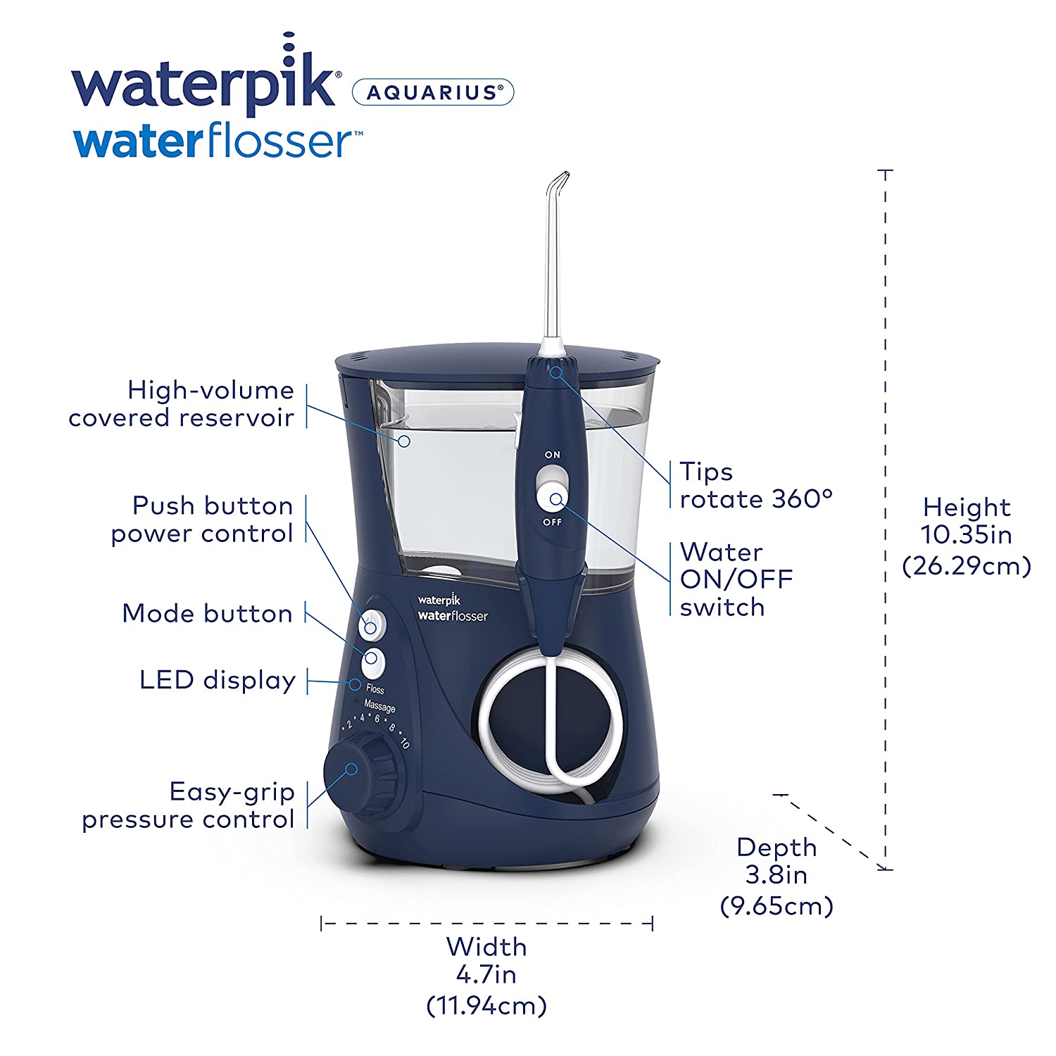 Waterpik WP-663 Water Flosser Electric Oral Irrigator For Teeth, Aquarius, Blue (7342677491950)