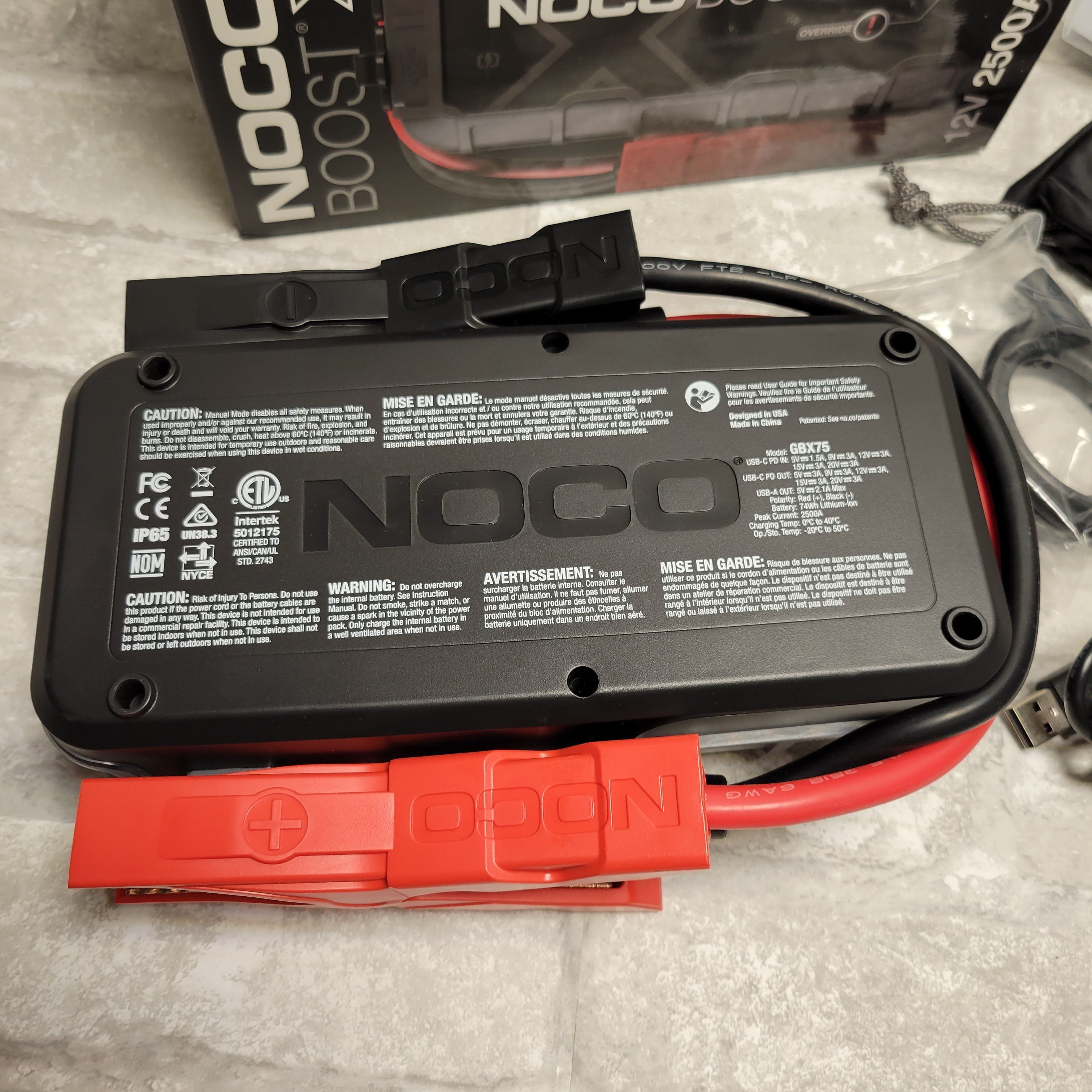 NOCO Boost X GBX75 2500A 12V UltraSafe Portable Lithium Jump Starter (8045141557486)