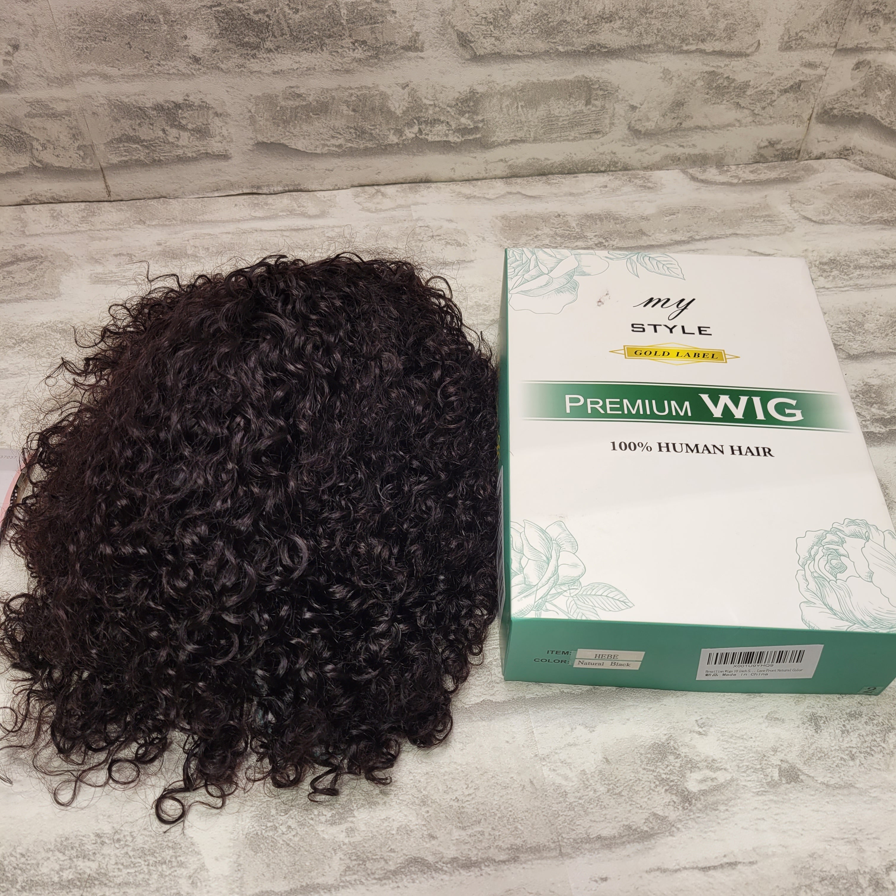 Brazilian Wig 10 inch Short Kinky Curly Human Hair, Natural Black (7680020316398)