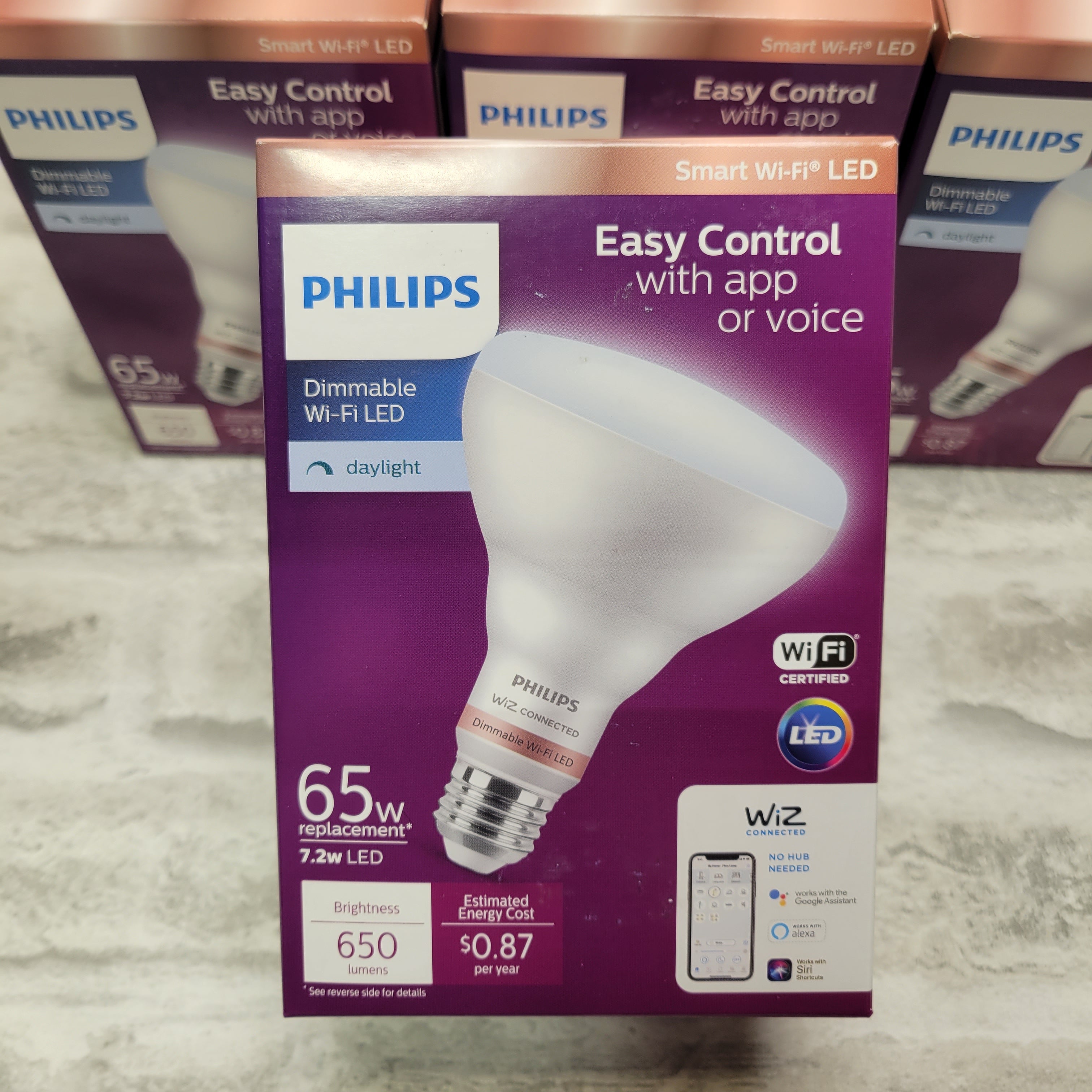 (Lot of 4) Philips Daylight BR30 LED 65-W Dimmable Smart Wi-Fi Light Bulb (7585705623790)