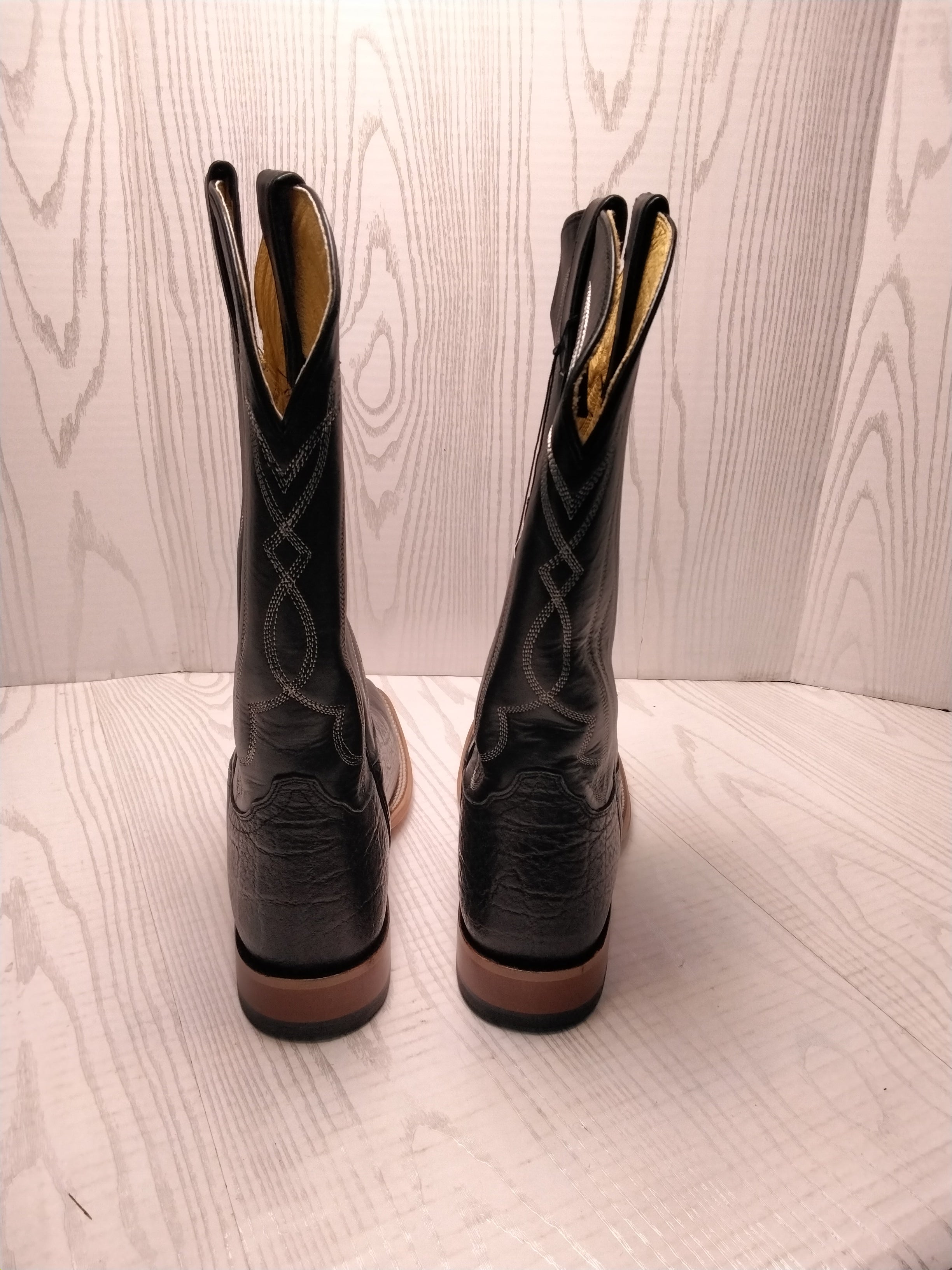 Tony Lama Mens Sealy Square Toe Black Boots, Size 10 (7928690540782)