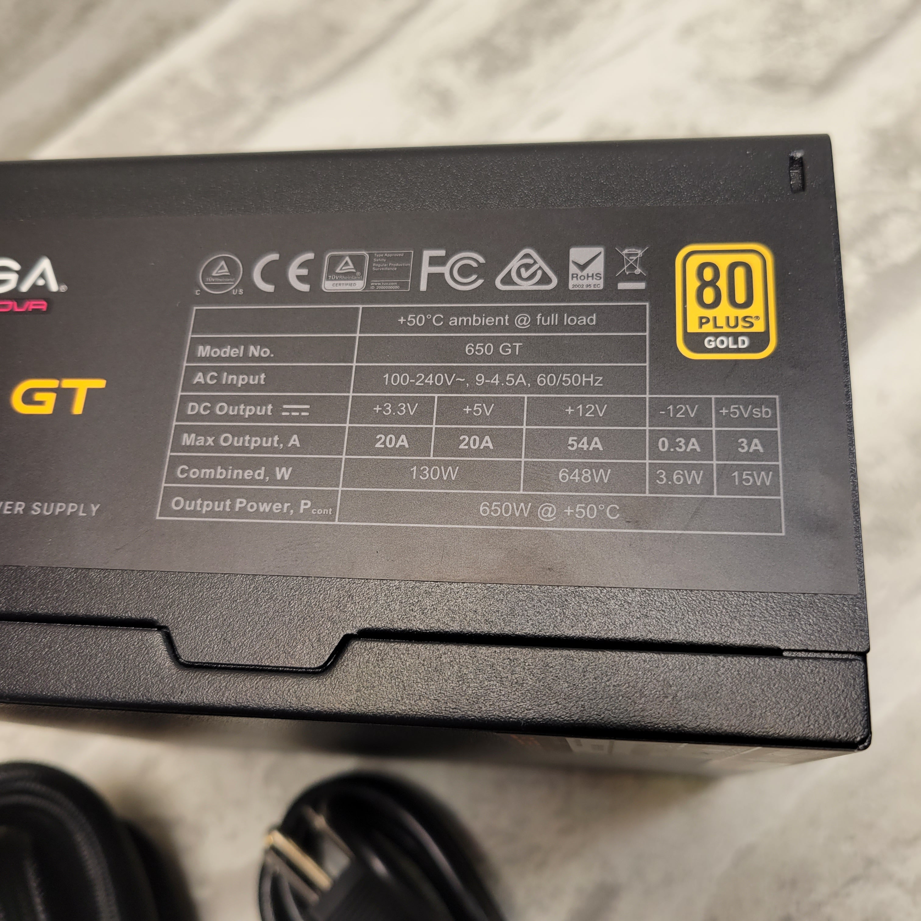 EVGA Supernova 650 GT, 80 Plus Gold 650W, Fully Modular, Auto Eco Mode (7578116620526)
