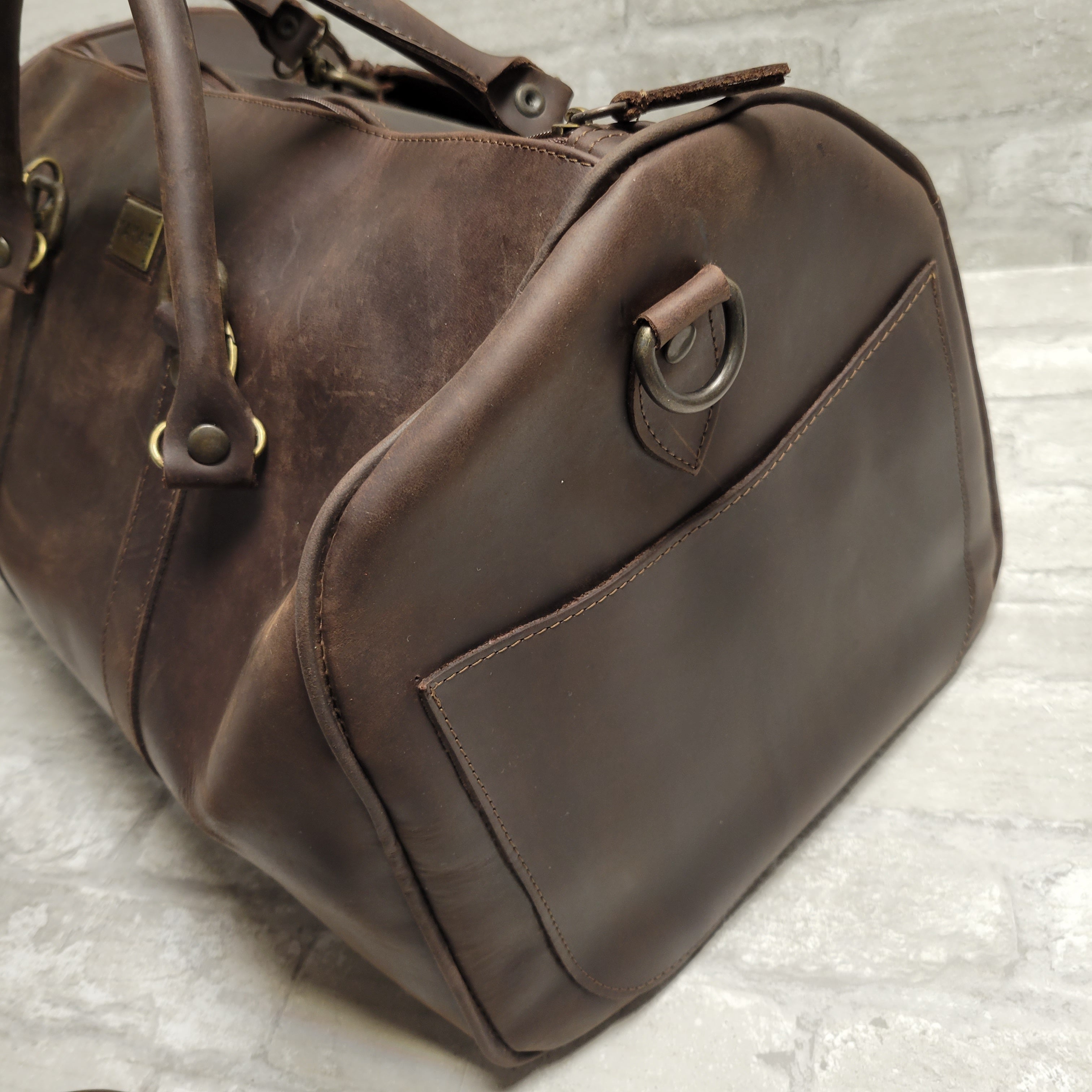 YAYAS Leather Duffel Junior Carry-On Bag, Brown (8041344336110)