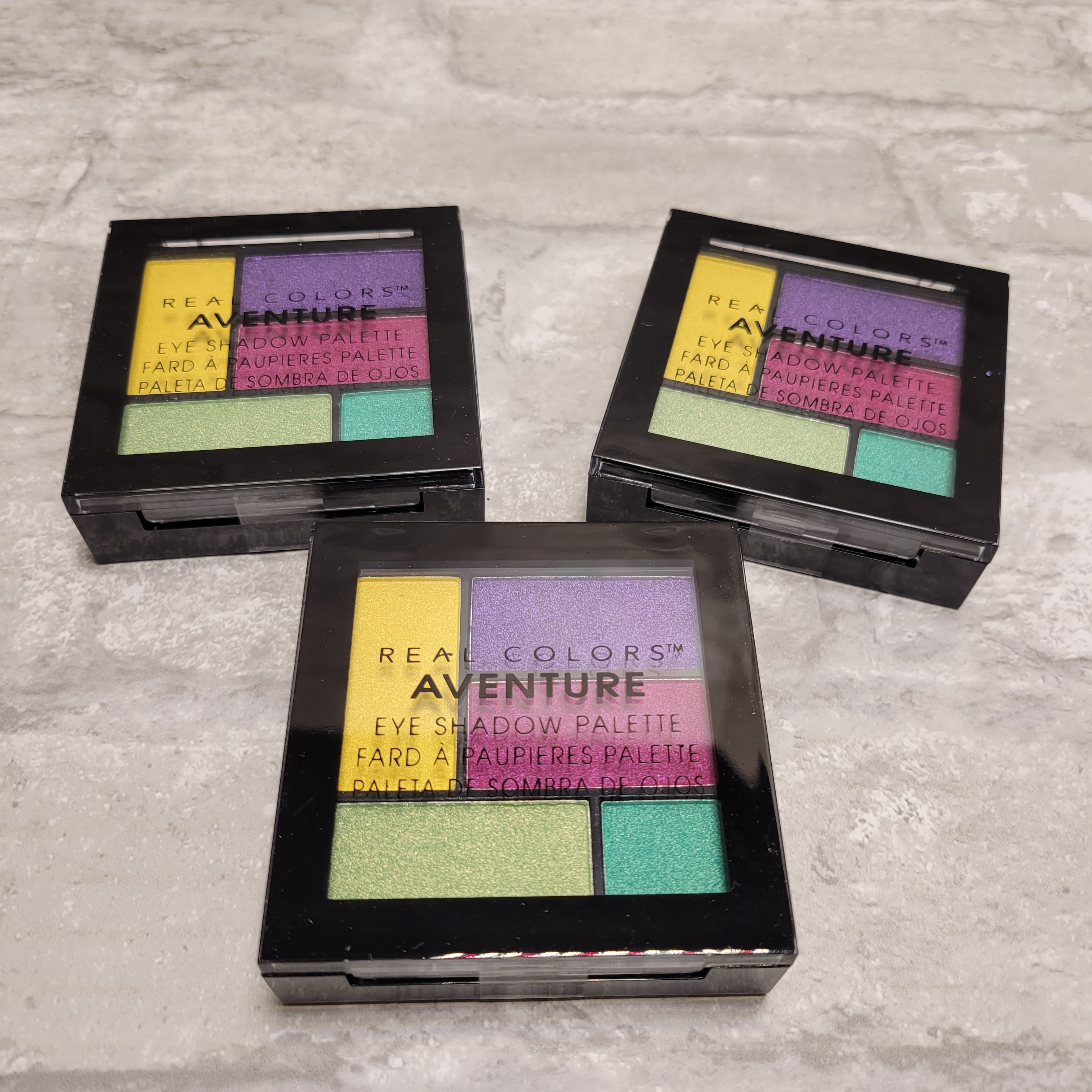 Real Colors Aventure Eye Shadow Palette Bal Harbour Purple Pink Yellow, Lot of 3 (8060661268718)