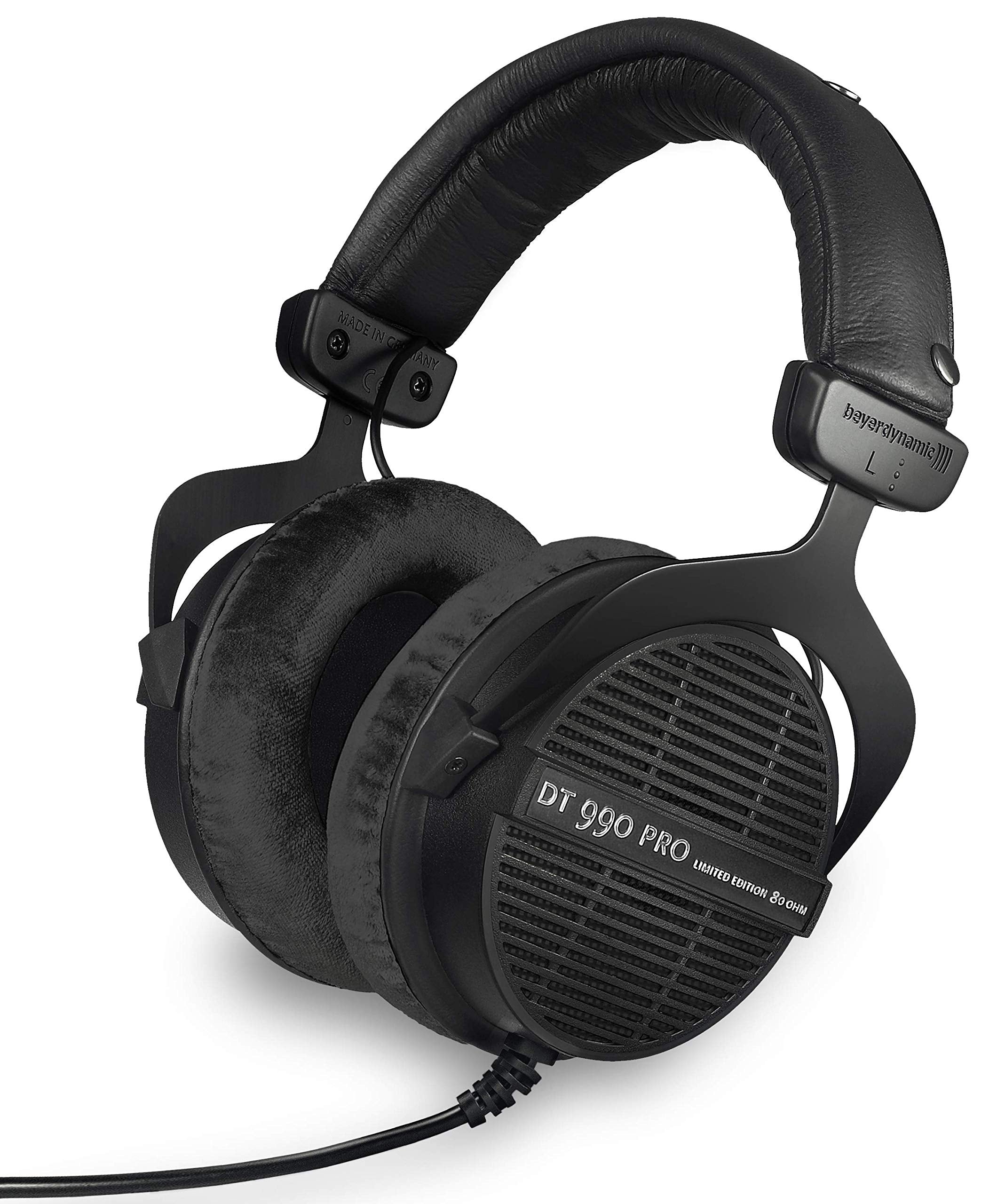 beyerdynamic Dt 990 Pro Over-Ear Studio Monitor Headphones - Open-Back Stereo Construction, Wired (80 Ohm, Black (Limited Edition)) (7579047952622)