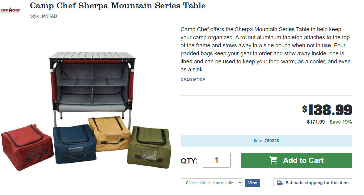 Camp Chef Sherpa Mountain Series Table (6811526955191)