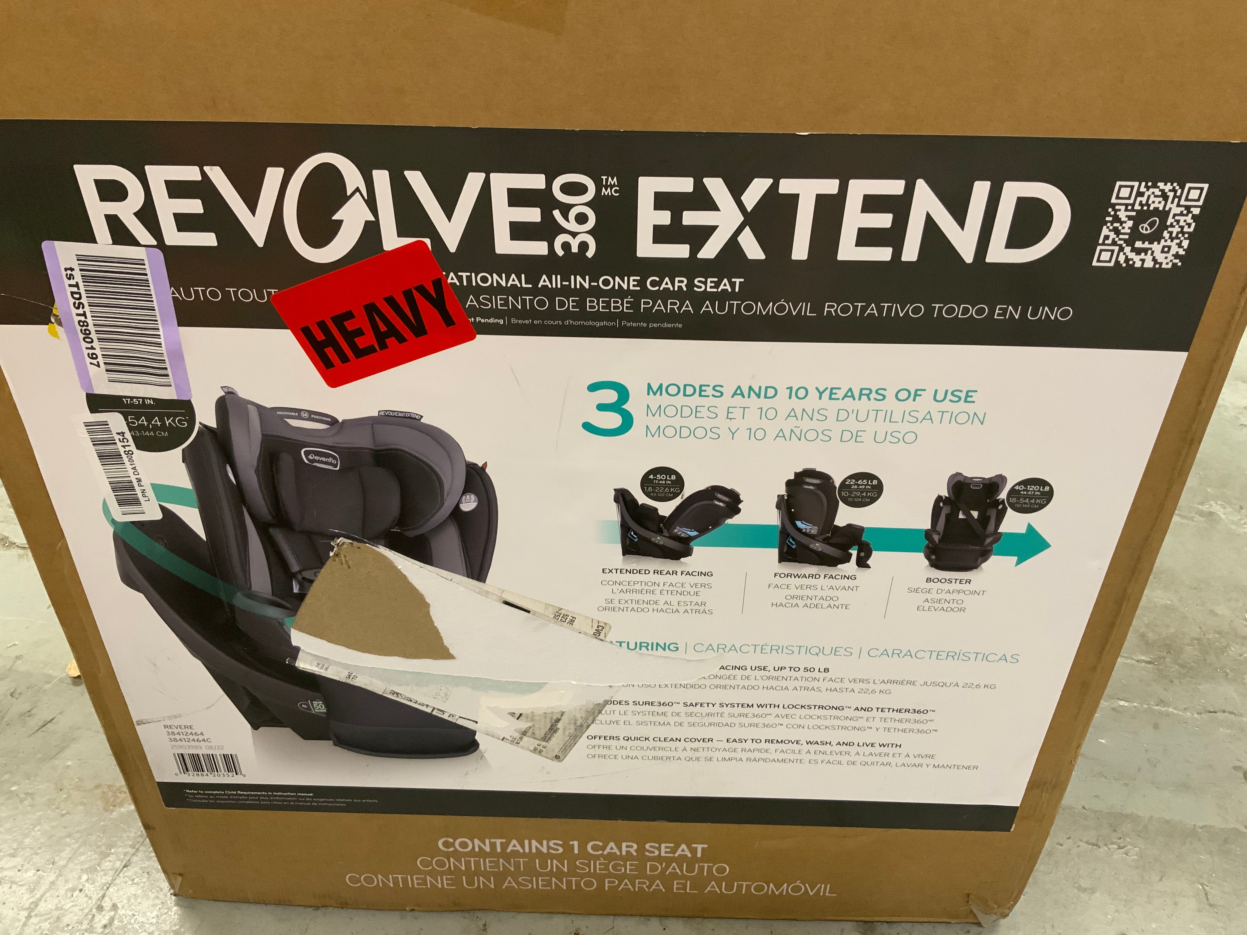 Evenflo Revolve360 Extend All-in-One Rotational Car Seat (Revere Gray, Exp 2030) (8094999150830)