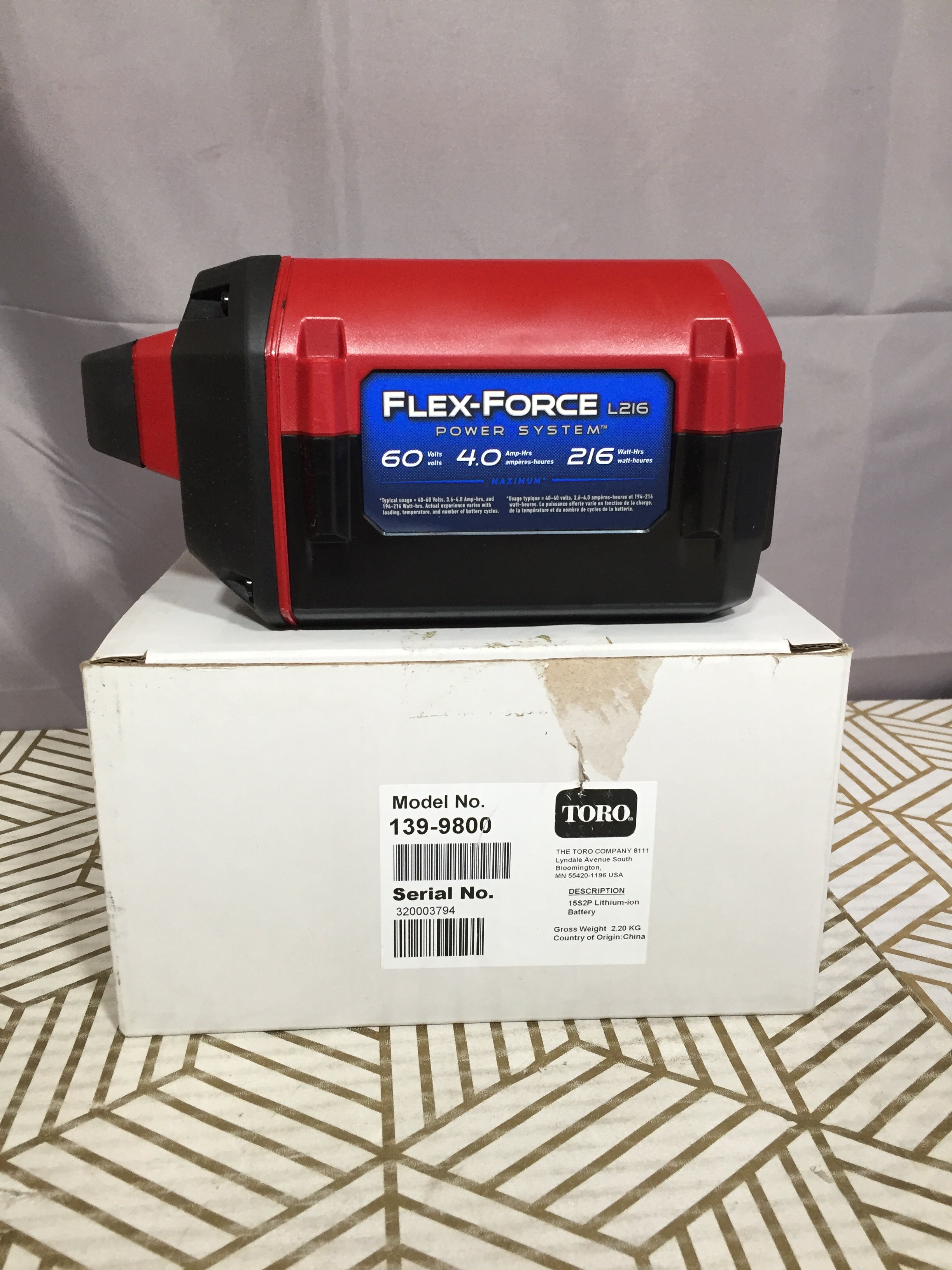 TORO Flex-Force L216 60V 4.0Ah Battery Pack (88640) *USED* (8191040553198)
