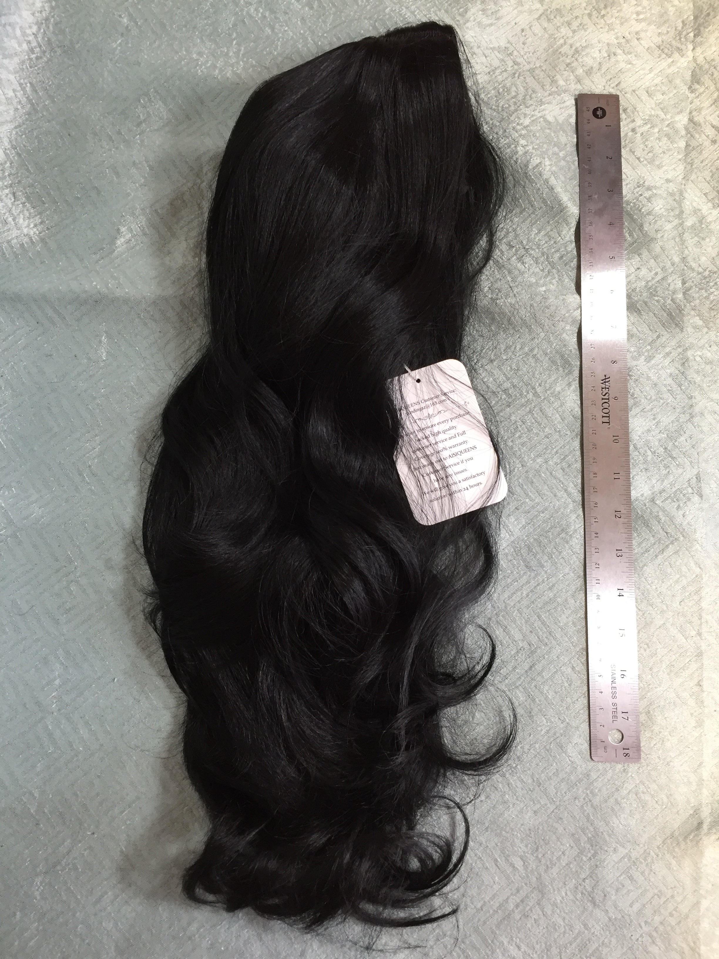 AISI Queens Black Long Wavy 24 Inch Wig with Middle Part Synthetic (7611639955694)