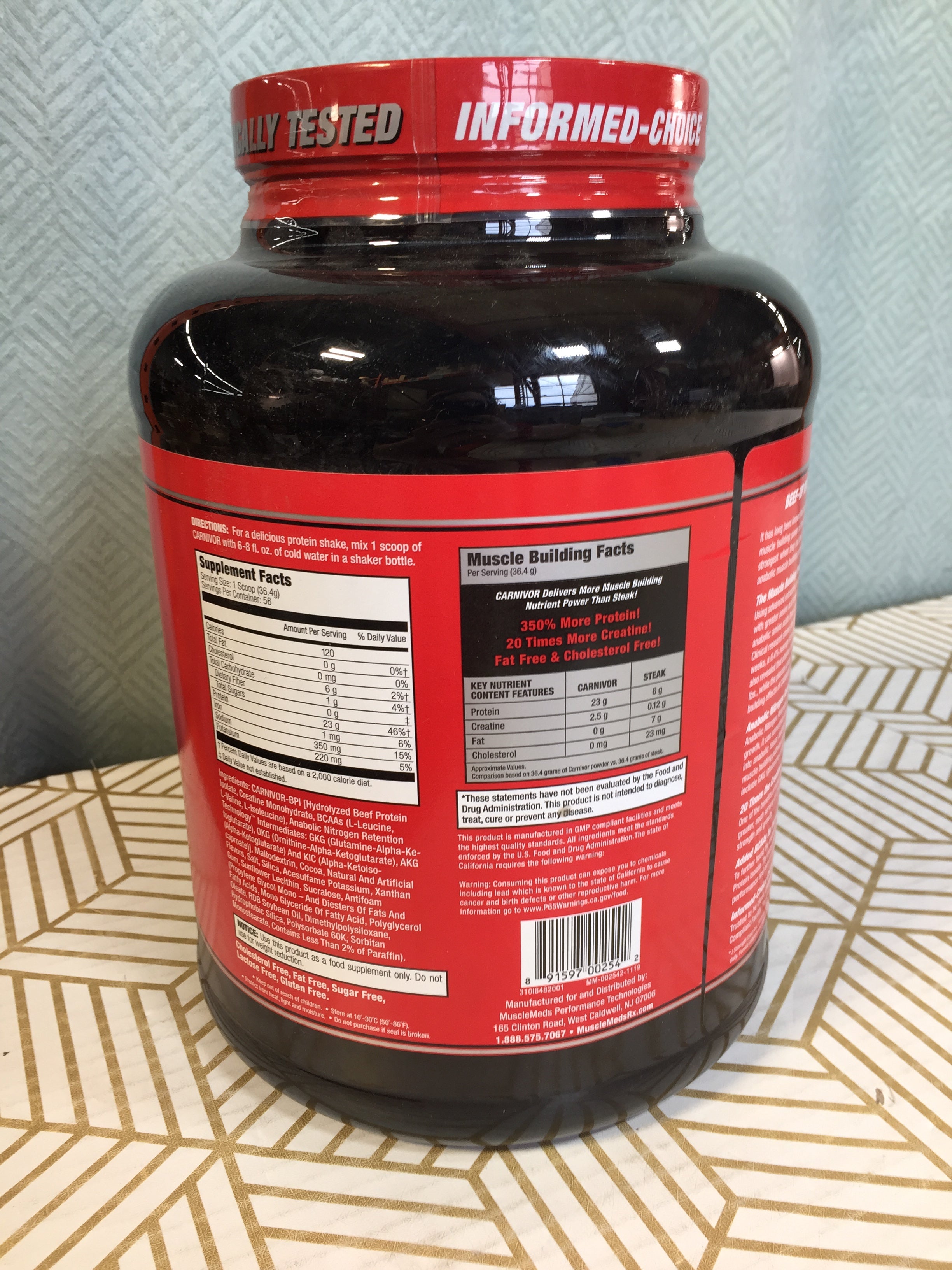 MuscleMeds, Carnivor Beef Protein Isolate Powder 56 Servings, Chocolate *SEALED* (7928461525230)