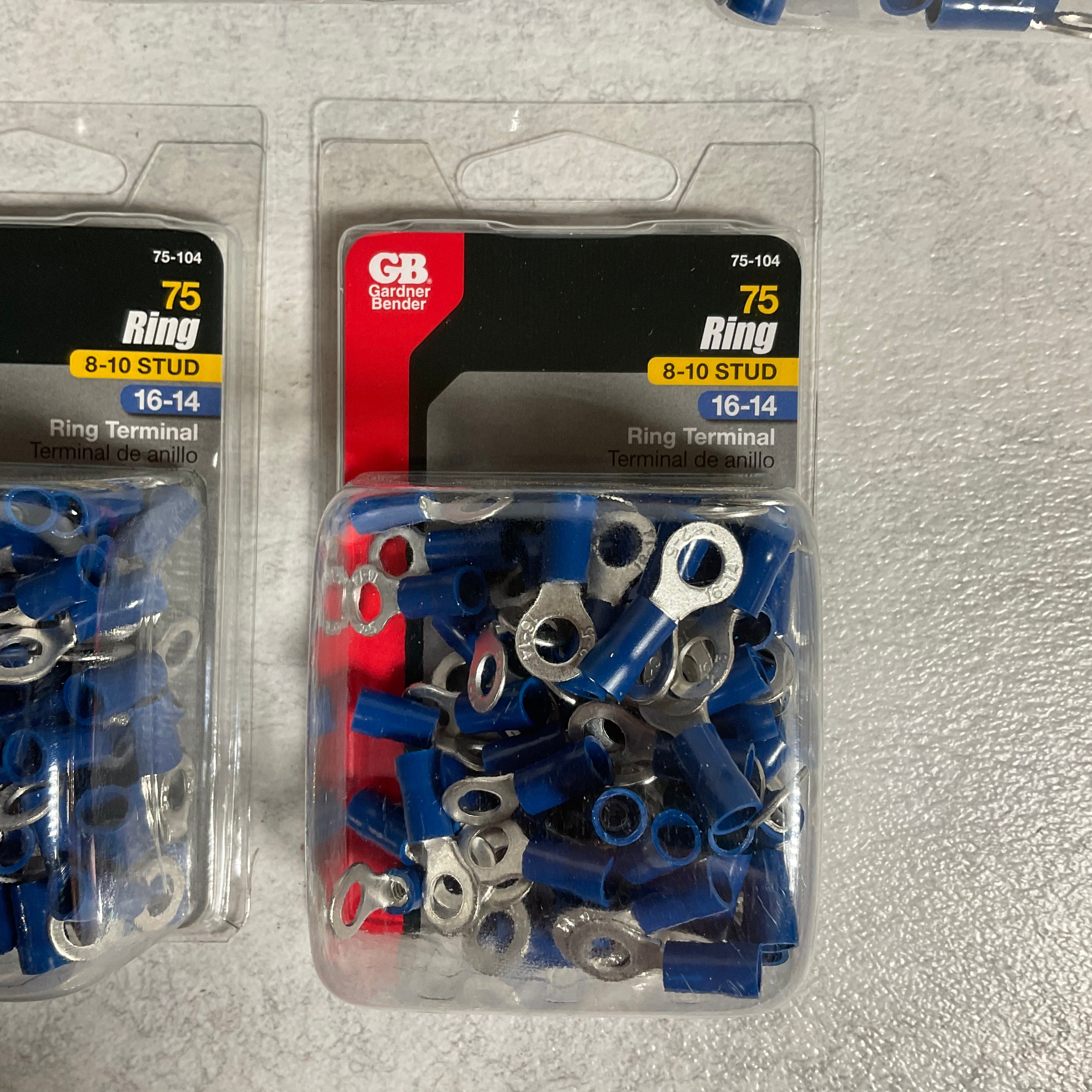 (Lot of 5) 75-104 Terminal Ring 16-14 AWG, 10-8 Stud Sz, Blue, 75 Pack, 5 Piece (7451485274350)