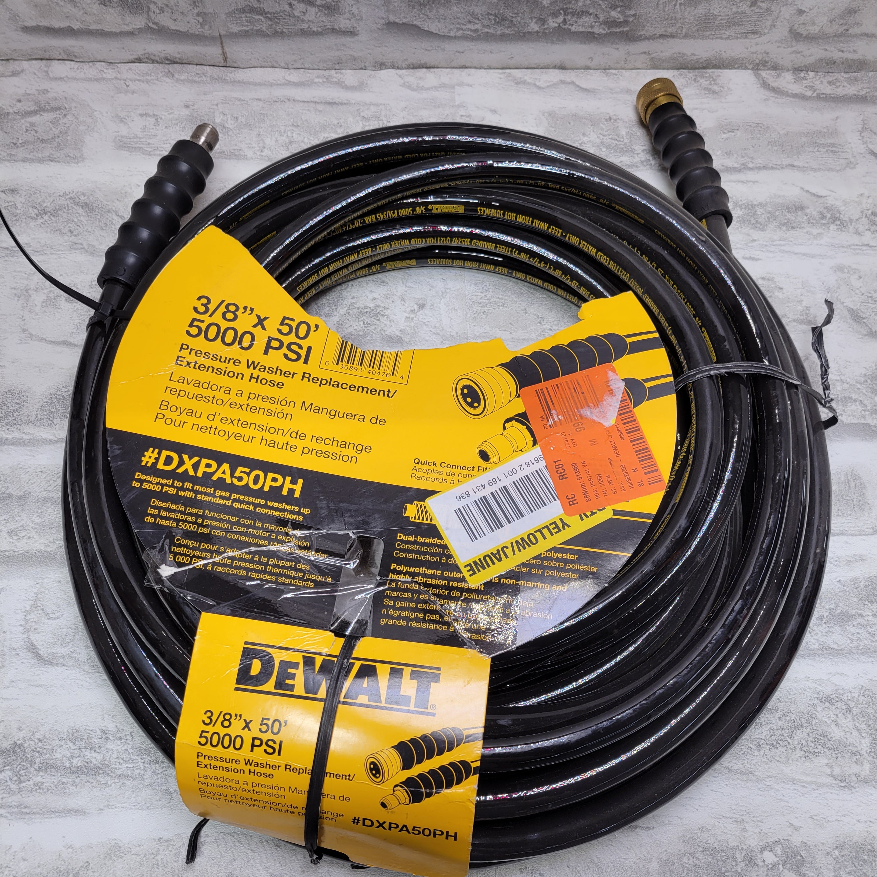 DEWALT 3/8 in. x 50 ft. 5000 PSI Replacement/Extension Hose (7624184955118)