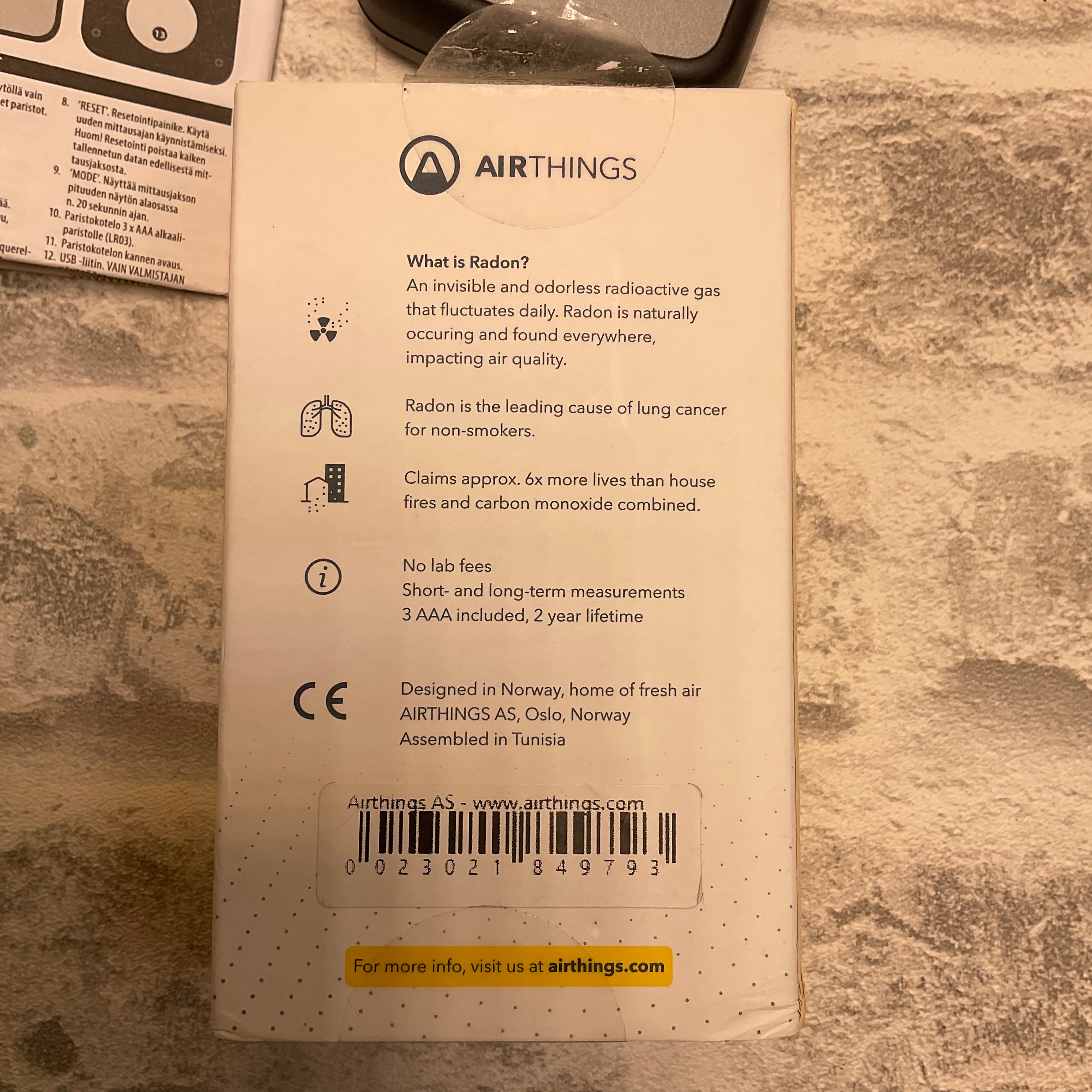 Airthings Corentium Home Radon Detector 223 Portable (7531639046382)