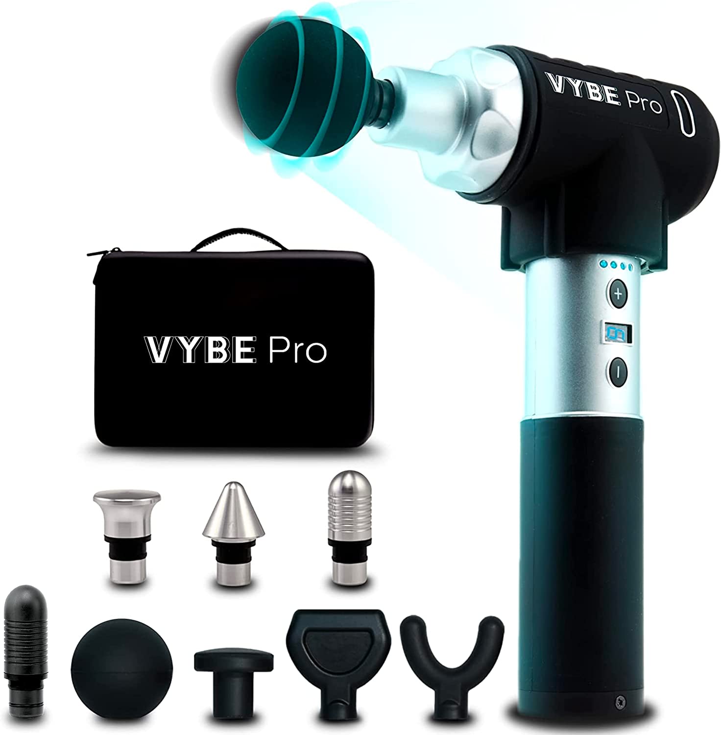 Vybe Pro Muscle Massage Gun for Athletes - 9 Speeds, 8 Attachments (8035385409774)