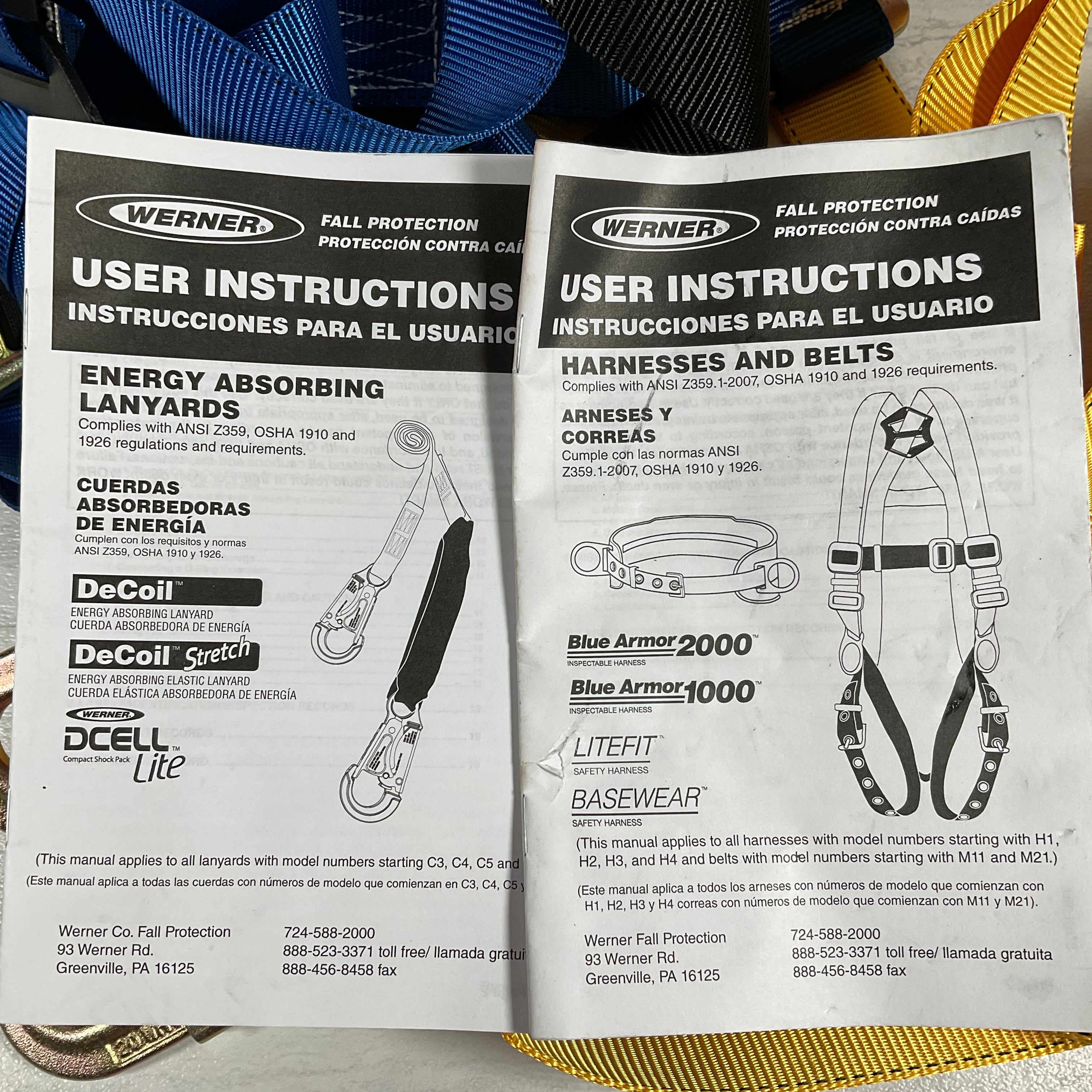 Werner K121013 Aerial Kit Basewear Std Harness, 6-Foot DeCoil Lanyard (7351905878254)