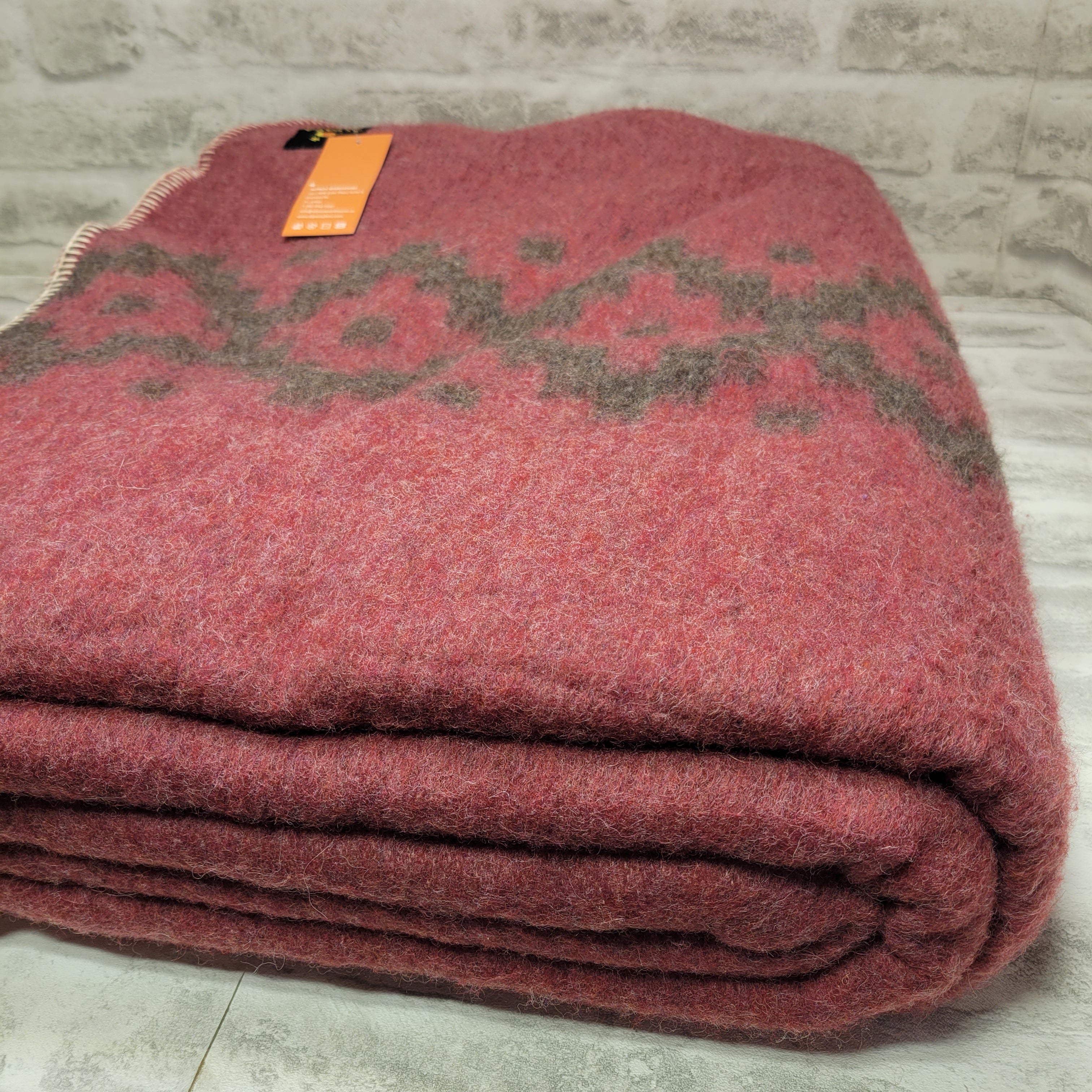 Thick Alpaca Wool Blanket Heavyweight, Ethnic Design, King, Soft Wine (7731226247406)