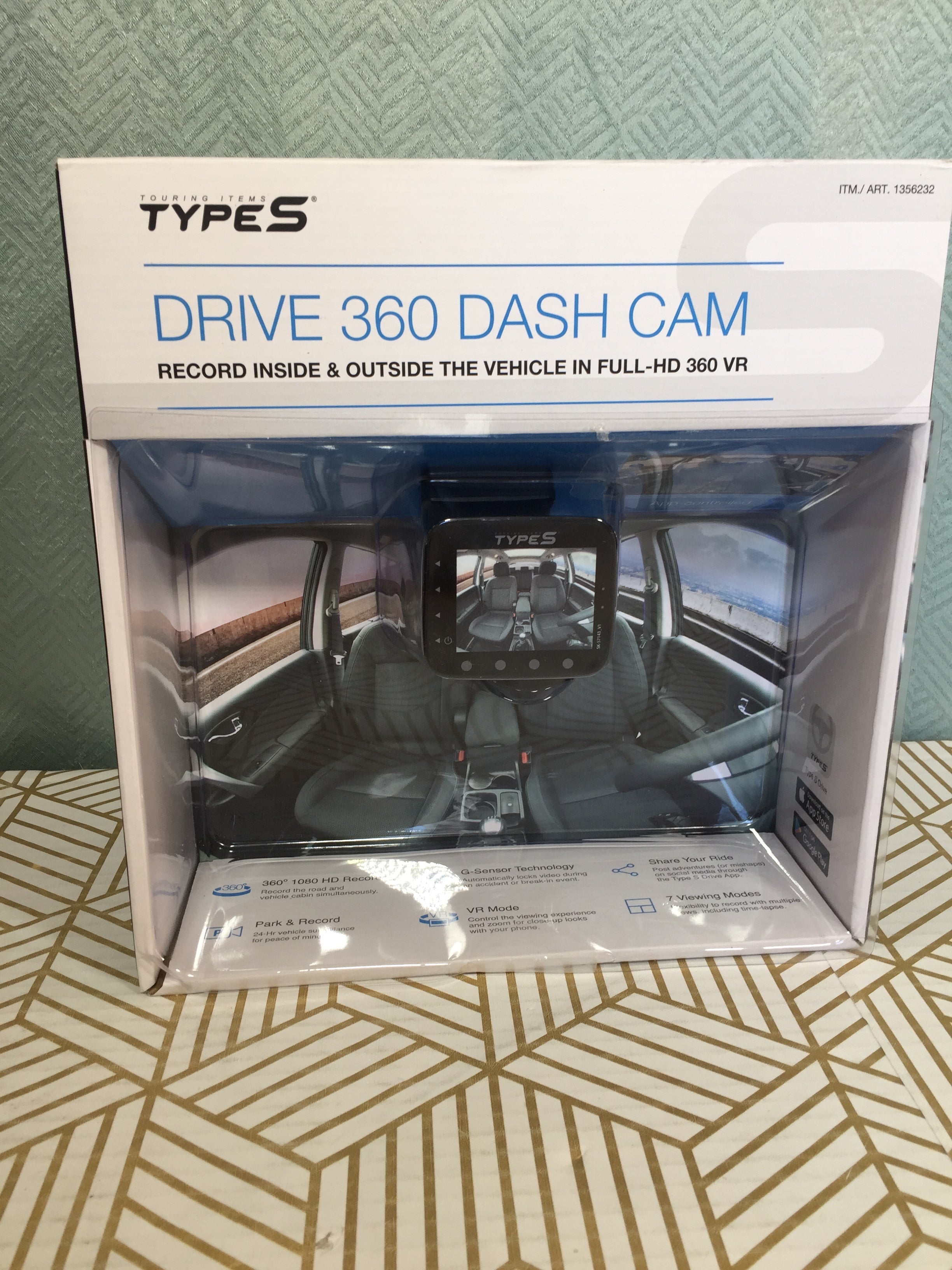 Type S | 360° Smart Dash Camera, 1080P FHD Resolution w/ Wide Viewing Angle, Multiple Recording Modes, VR Recording, Automatic Night Vision, 24 Hour Surveillance, Perfect for Rideshare Drivers (7876365943022)