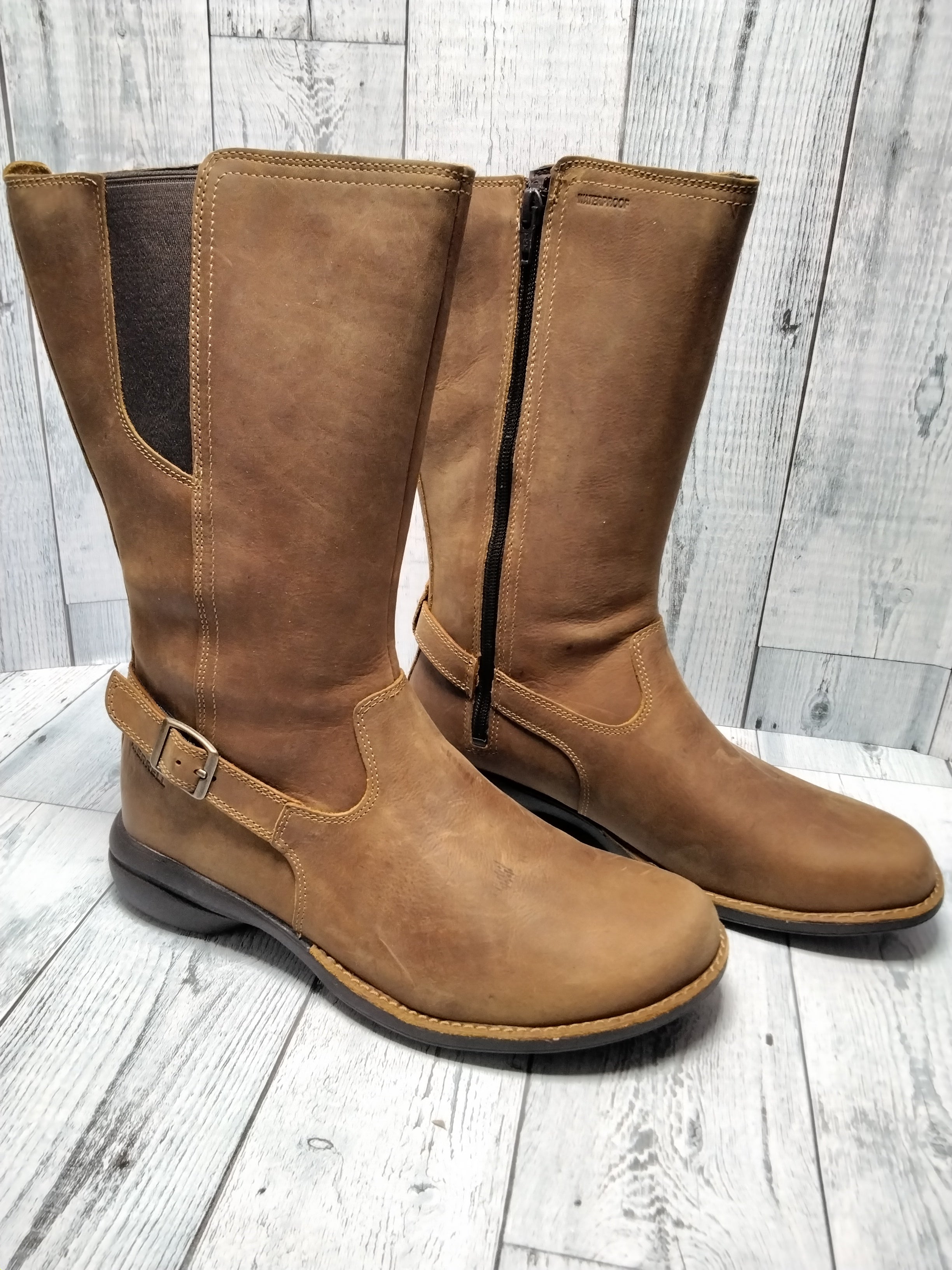 Merrell Andover Peak Waterproof Women's Boots, Sand, Size 9.5 (7781267210478)