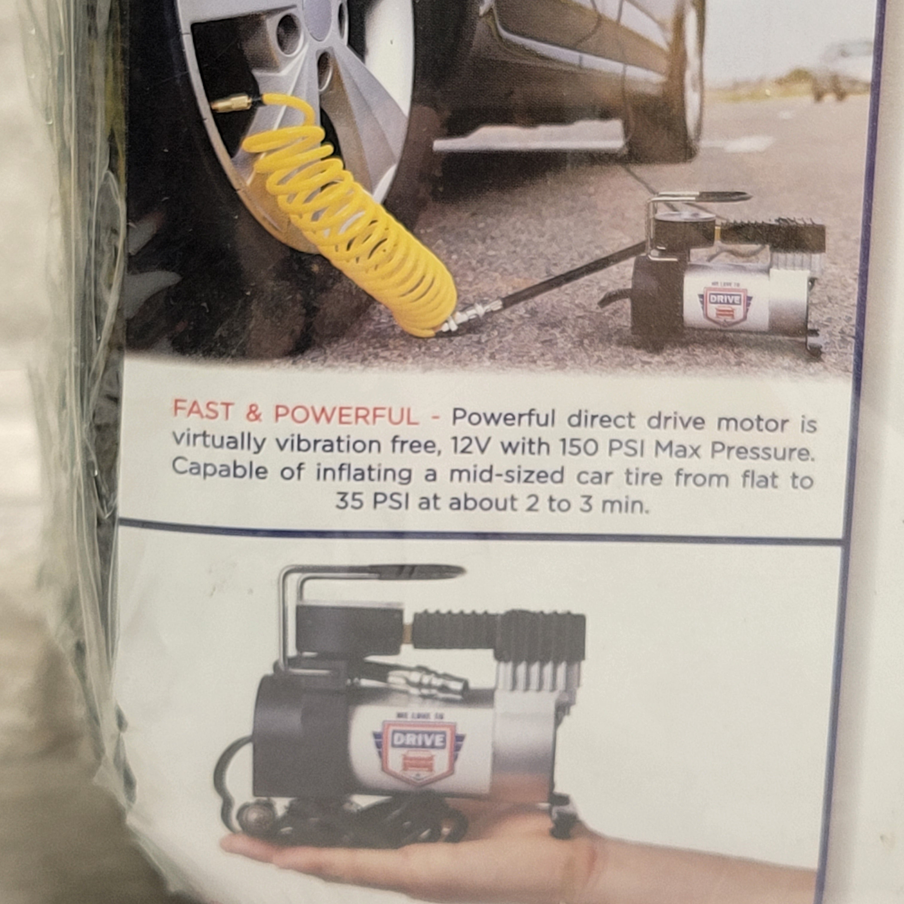 Air Pump and Tire Repair Kit – 12V DC Portable Air Compressor Tire Inflator (7928651809006)