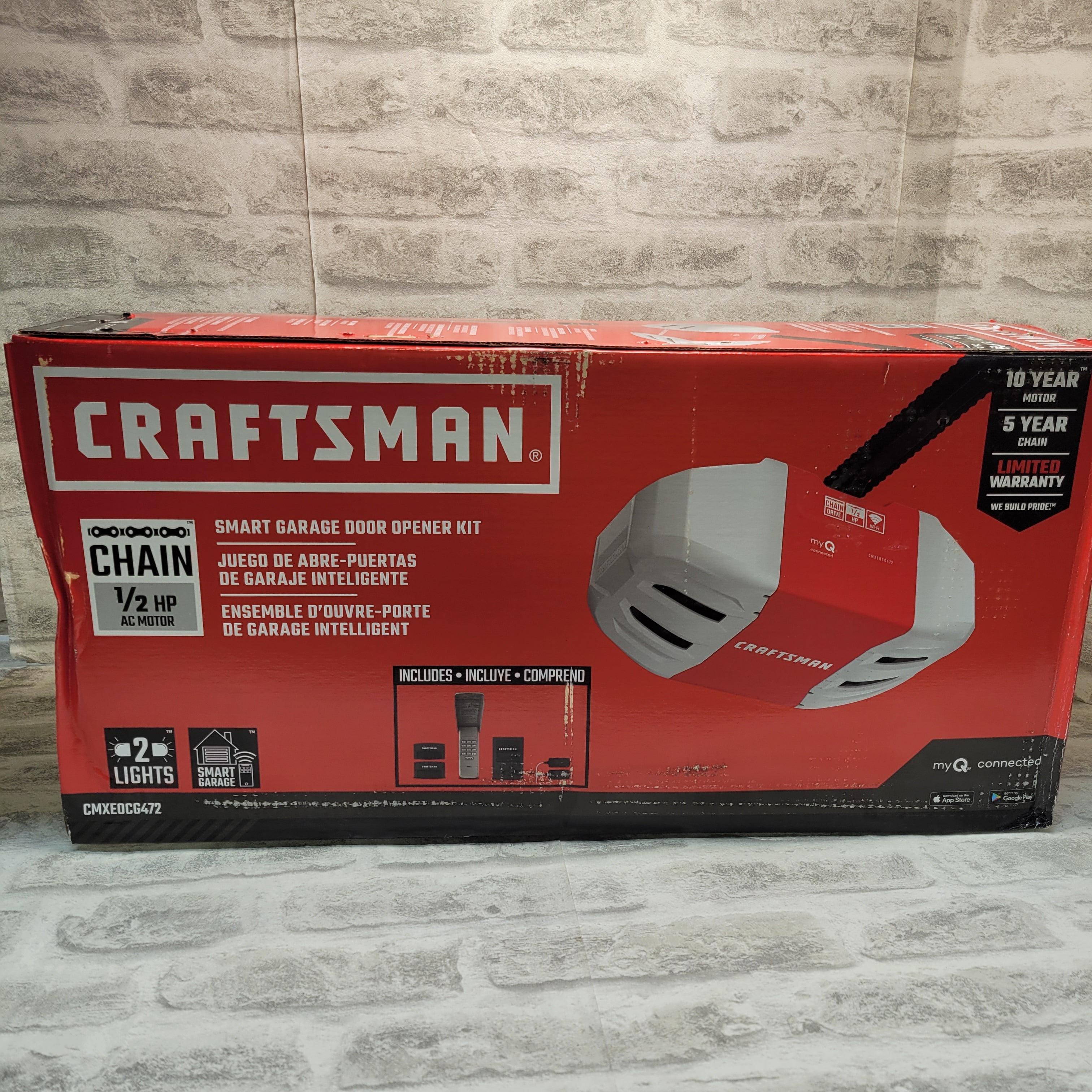CRAFTSMAN 1/2 HP Smart Garage Door Opener Chain Drive, CMXEOCG472,