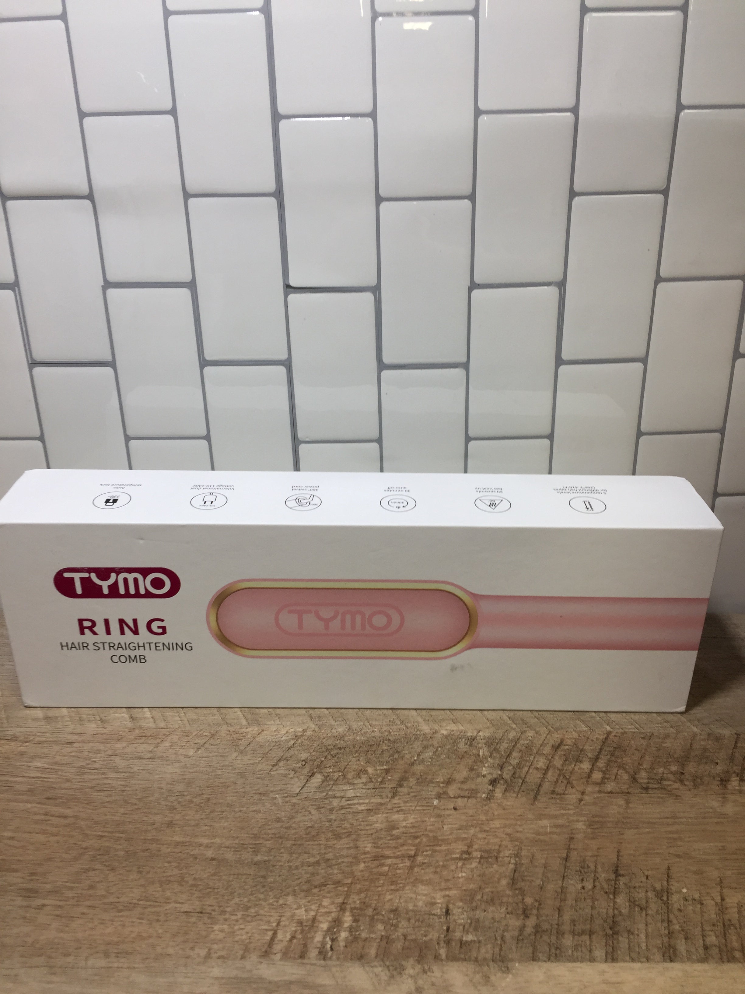 TYMO Ring Pink Hair Straightener Brush Hair Straightening Iron w/ Built-in Comb (6973064642743)