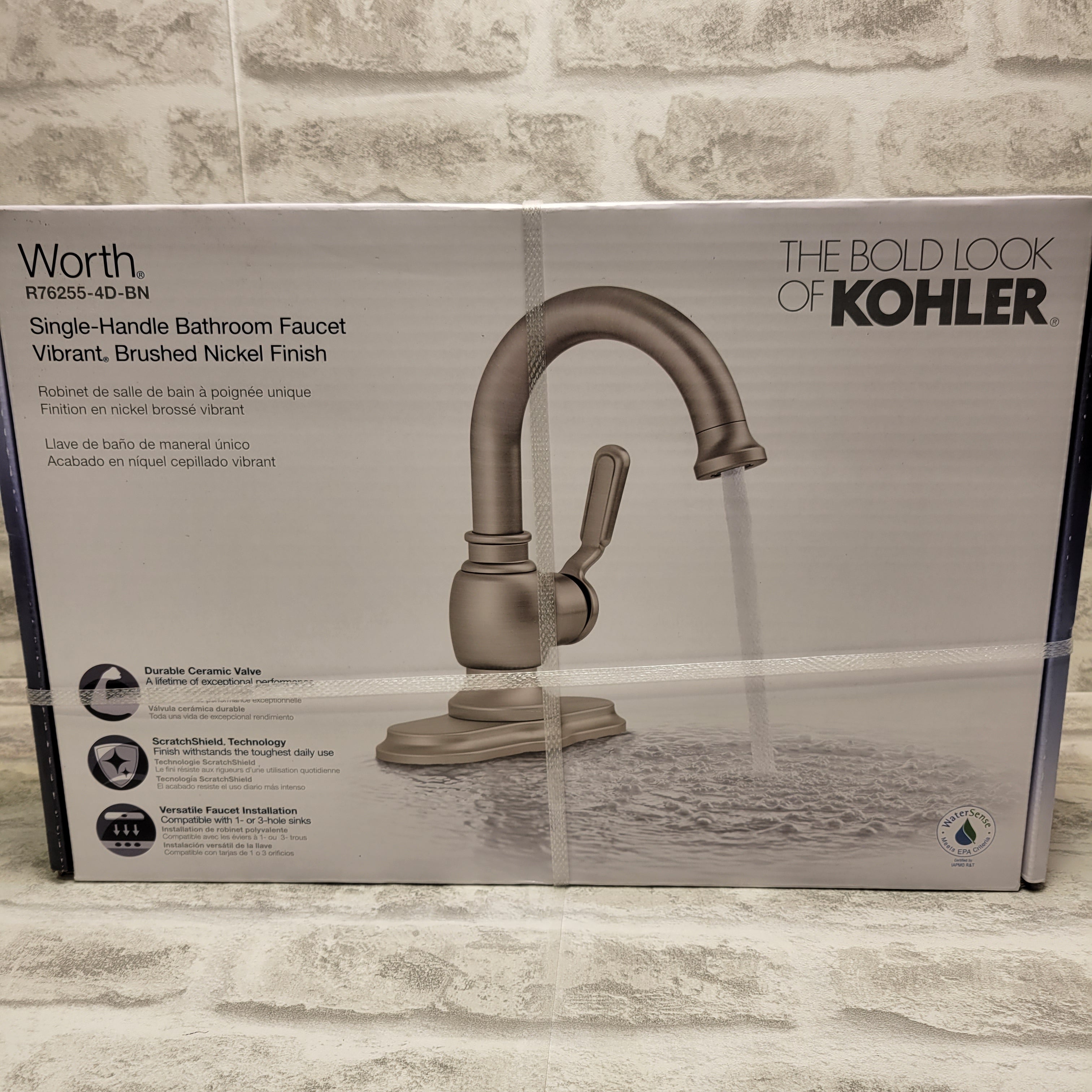 KOHLER Worth Single Hole 1-Handle Bathroom Faucet in Vibrant Brushed Nickel (7592986935534)