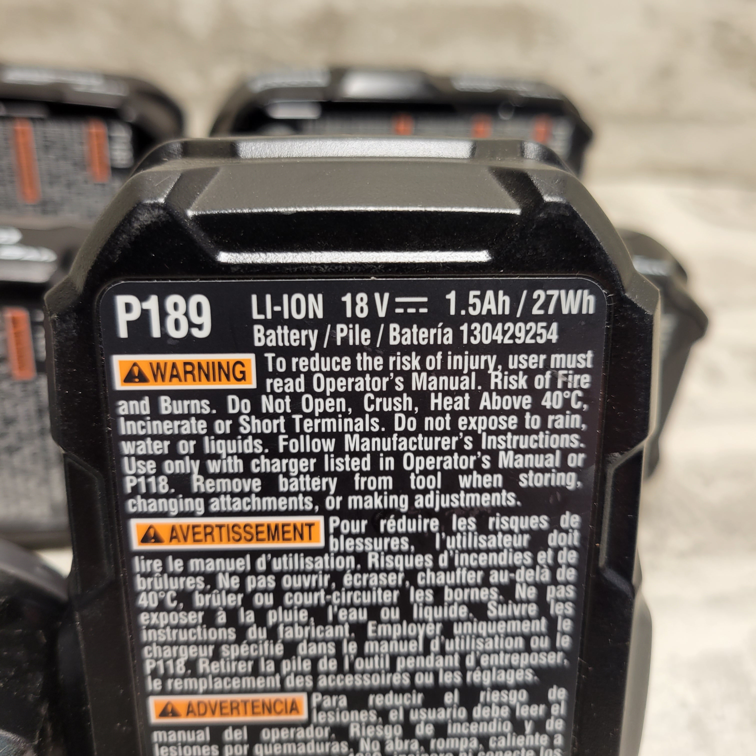 Ryobi P189 18V 1.5Ah Battery Packs (Lot of 6) (7919747367150)