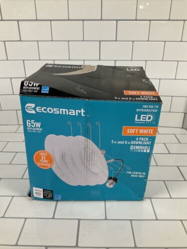 4 Pack EcoSmart 65-Watt Equivalent Soft White 5in-6in Downlight Dimmable LED (6922803380407)