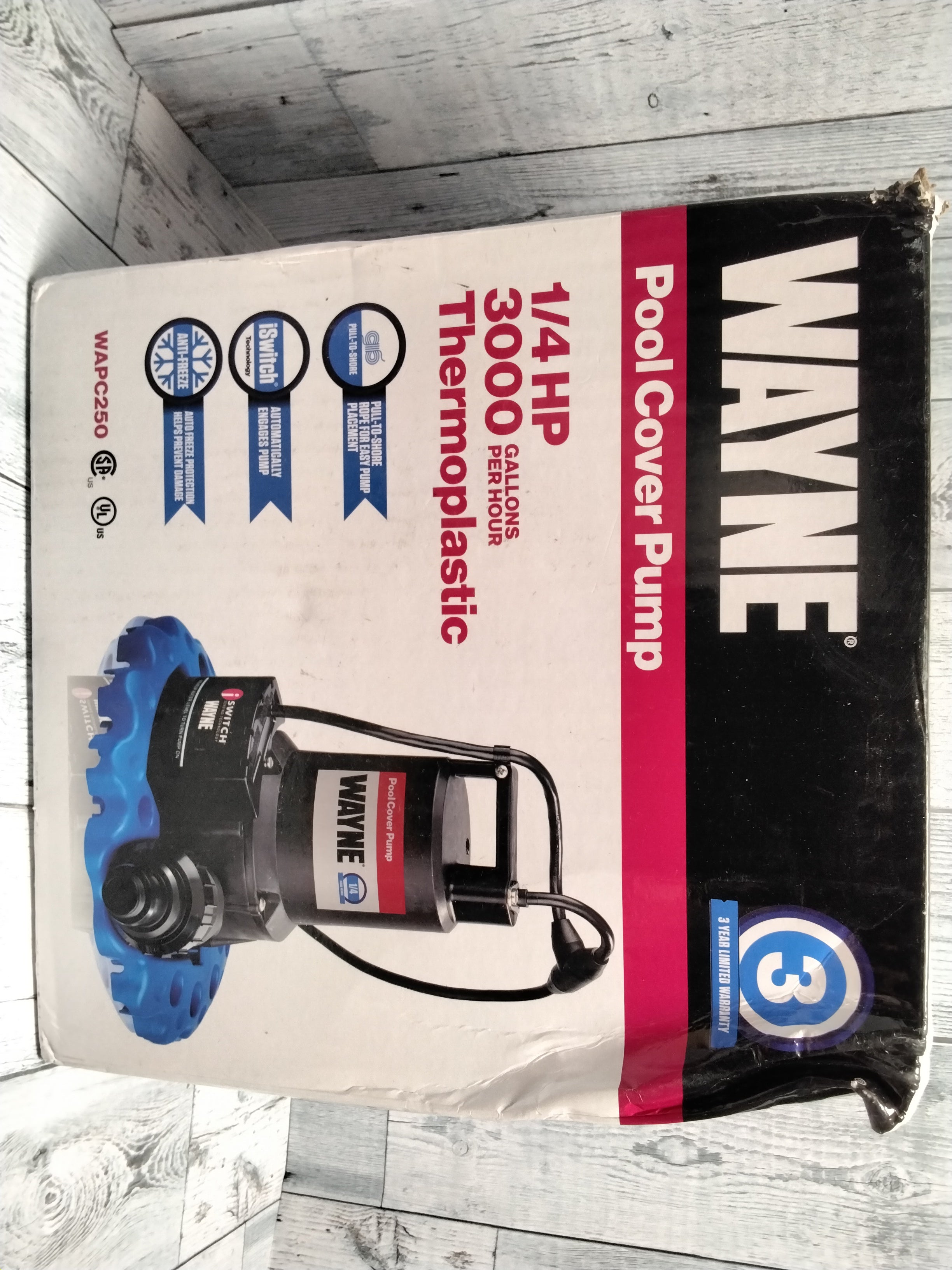 Wayne Pool Cover Pump 1/4 HP 3000 Gallons Per Hour (7913610346734)