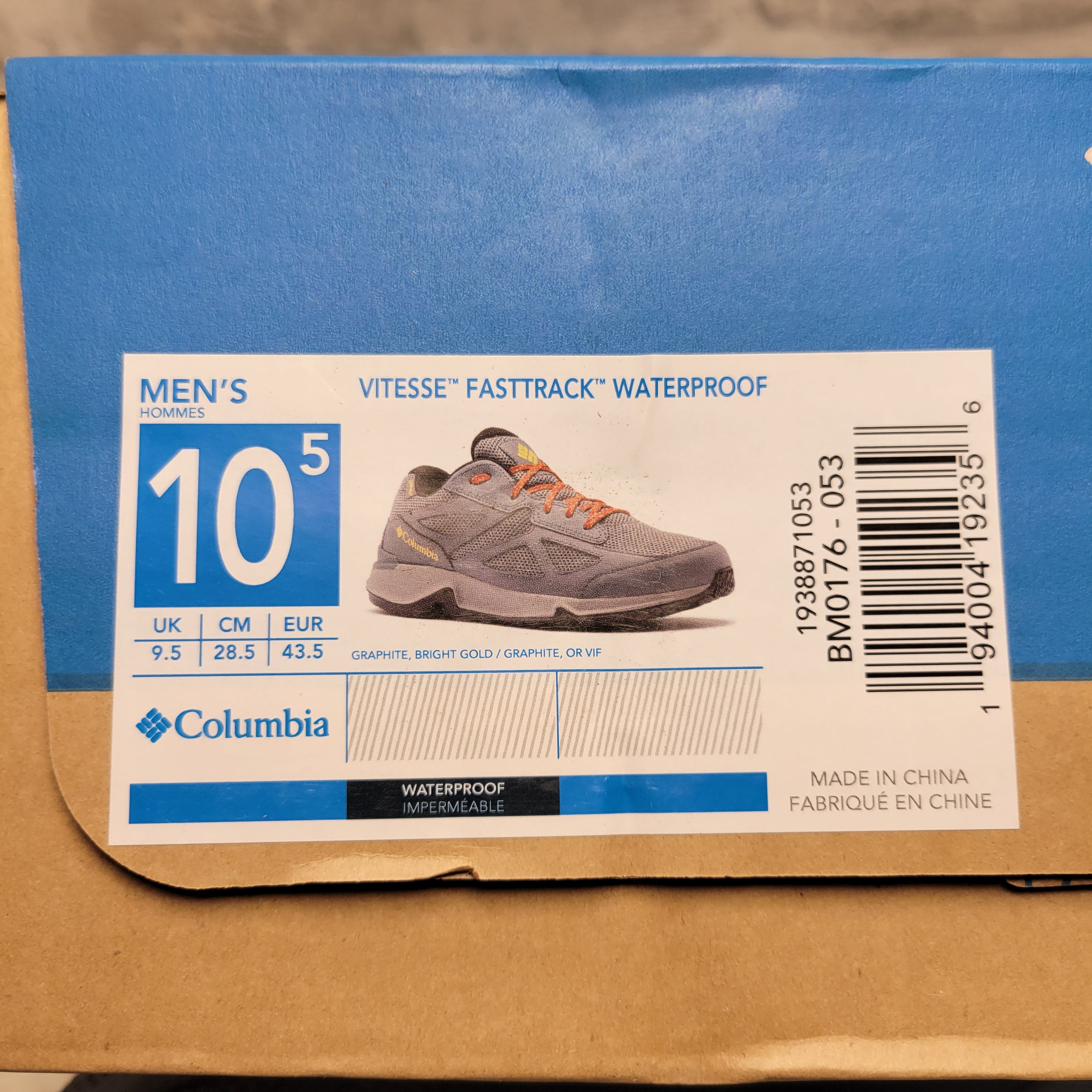 Columbia Mens Vitesse Fasttrack Waterproof Hiking Shoe 10.5 Graphite/B