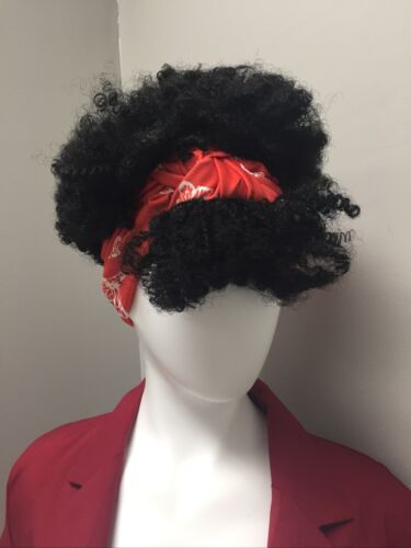 Aisaide Short Black Afro Kinky Curly w/ Bangs Wrap Wigs 2 in 1 Afro Headwrap (6922755965111)