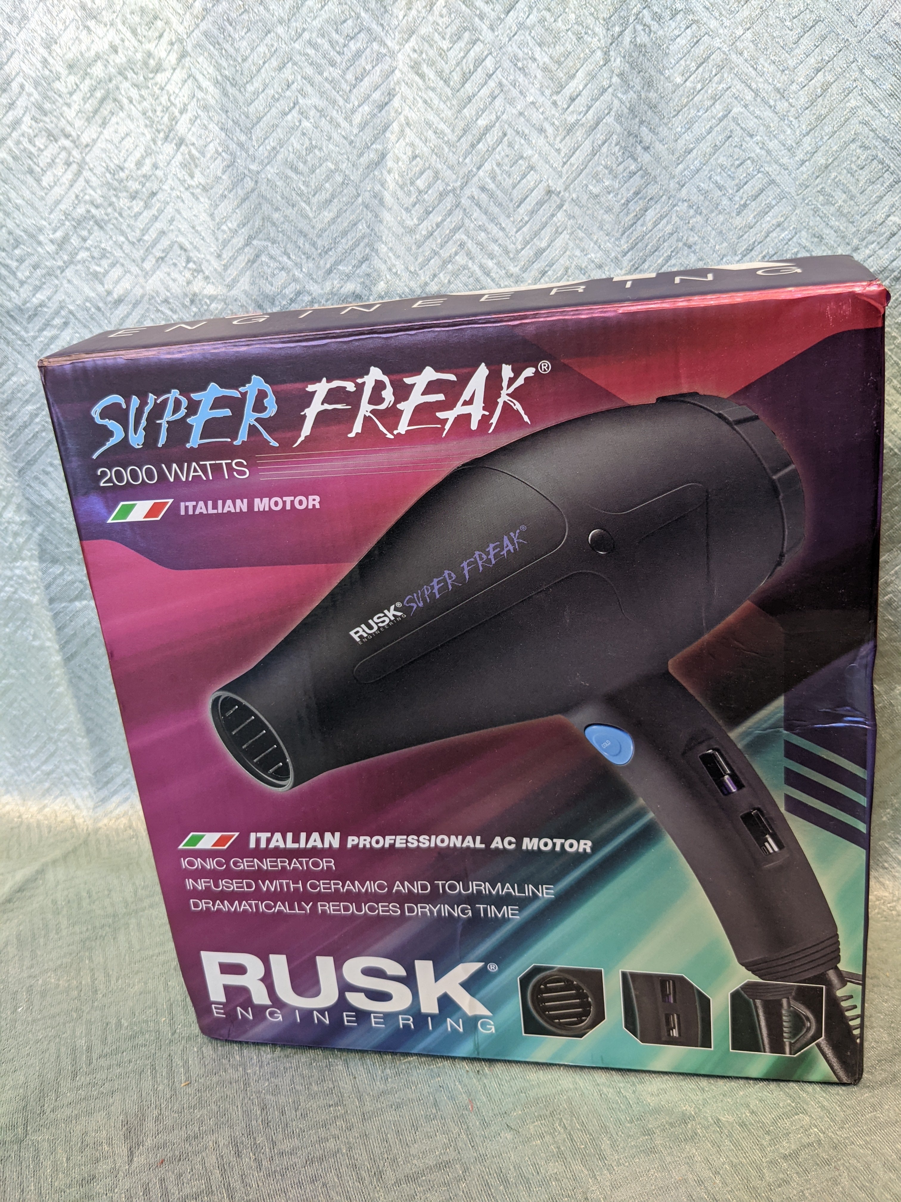 Rusk Engineering Super Freak Professional 2000 Watt Dryer with Italian Motor, Features and Italian Motor that Delivers Superior Airflow and Air Pressure (7594285072622)