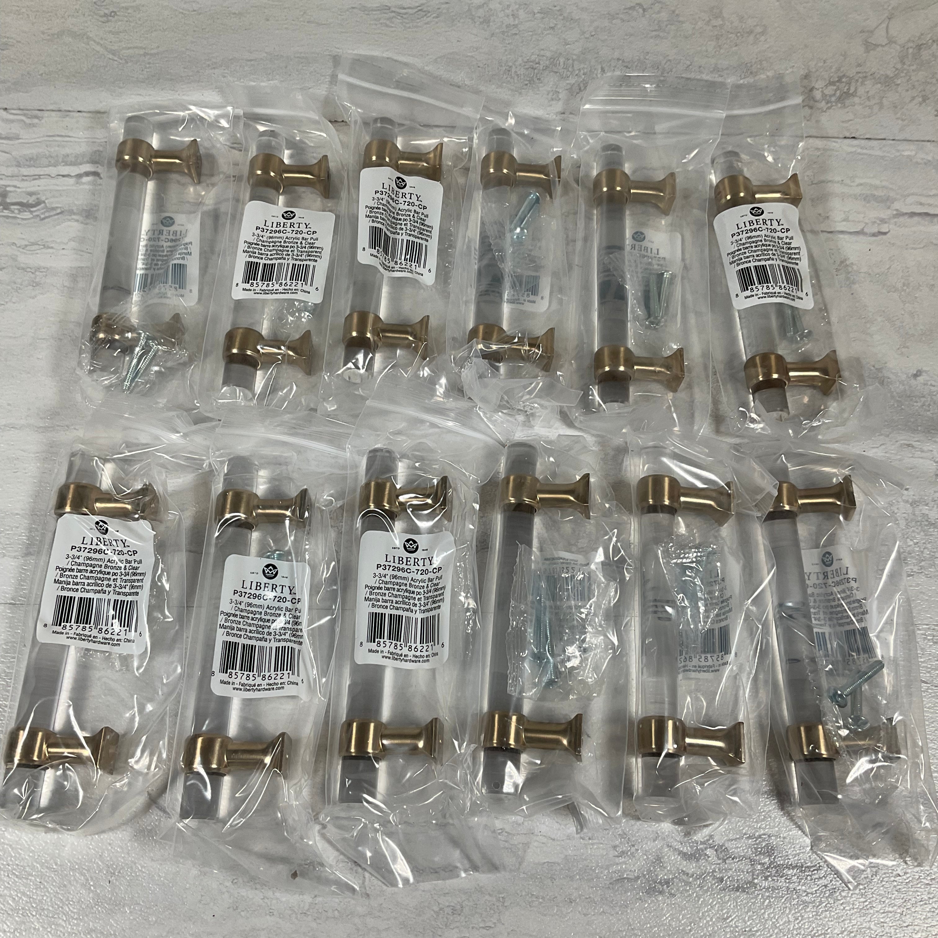(Lot of 12) Liberty Acrylic Bar 3-3/4 in. Champagne Bronze and Clear Drawer Pull (7428997742830)