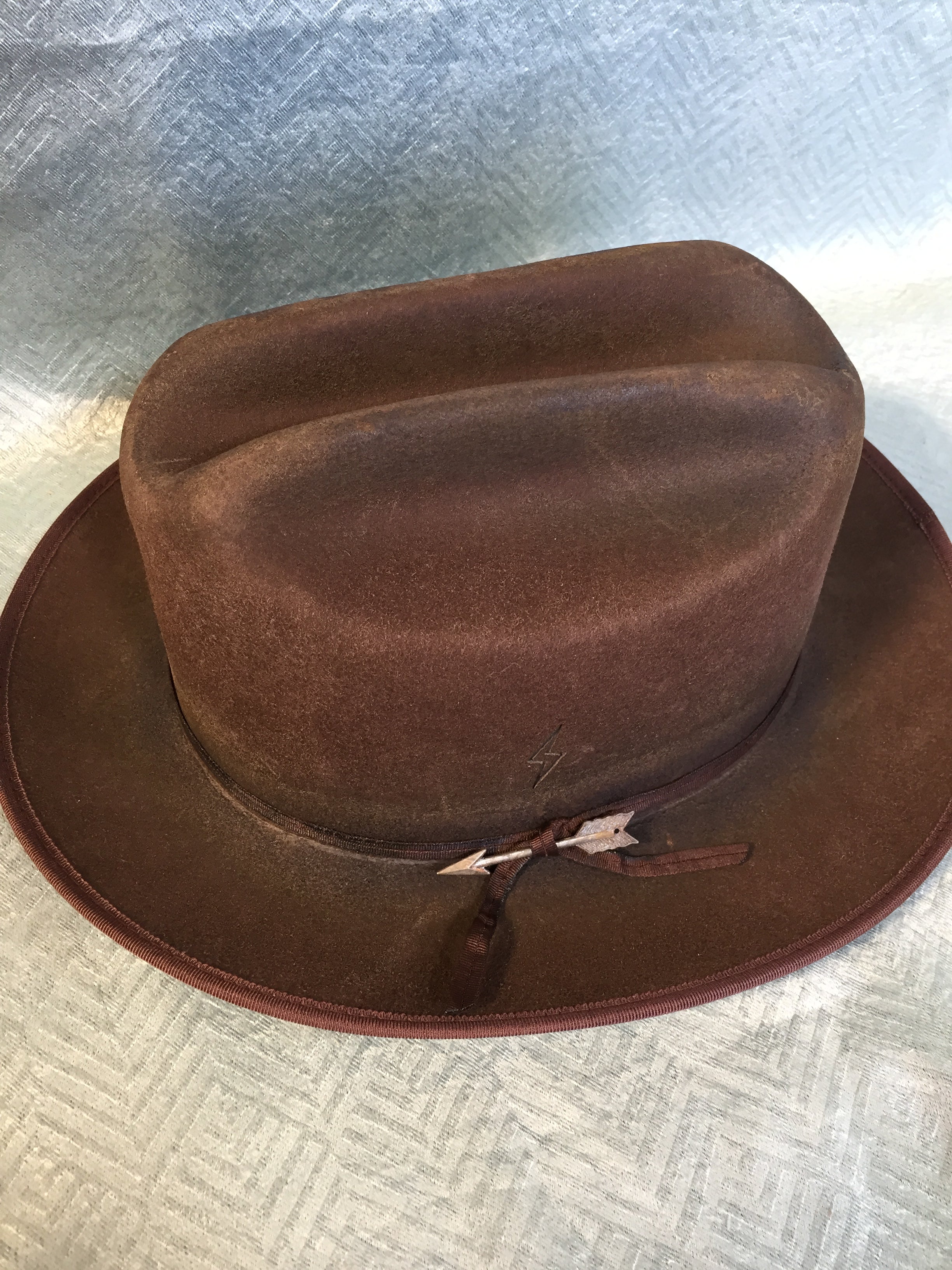 Vintage Fedora Hat Classic for Men Women Wide Brim with Lightning Burnt Brown L (7544119460078)