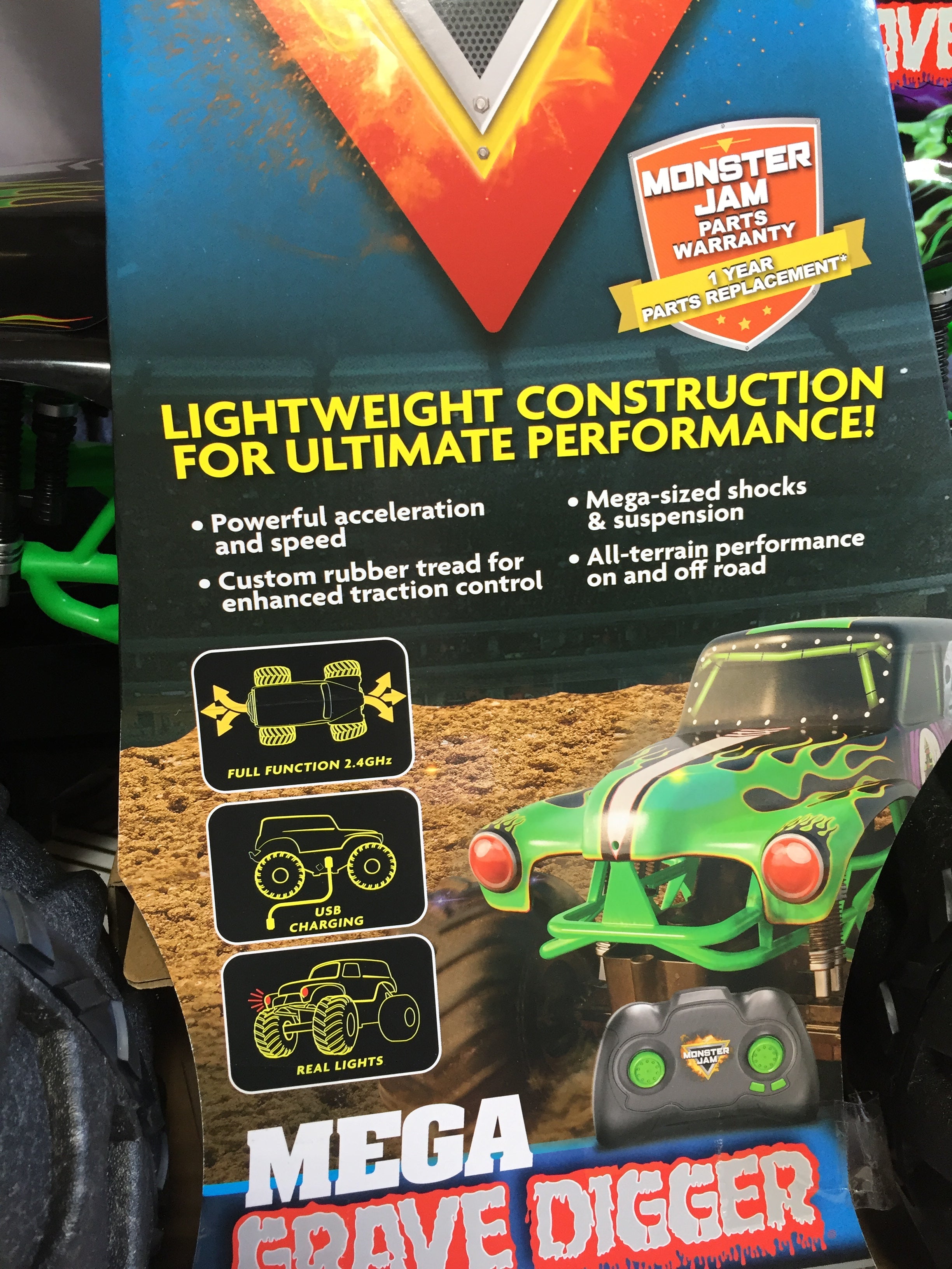 Monster Jam Official Mega Grave Digger All-Terrain Remote Control Mons