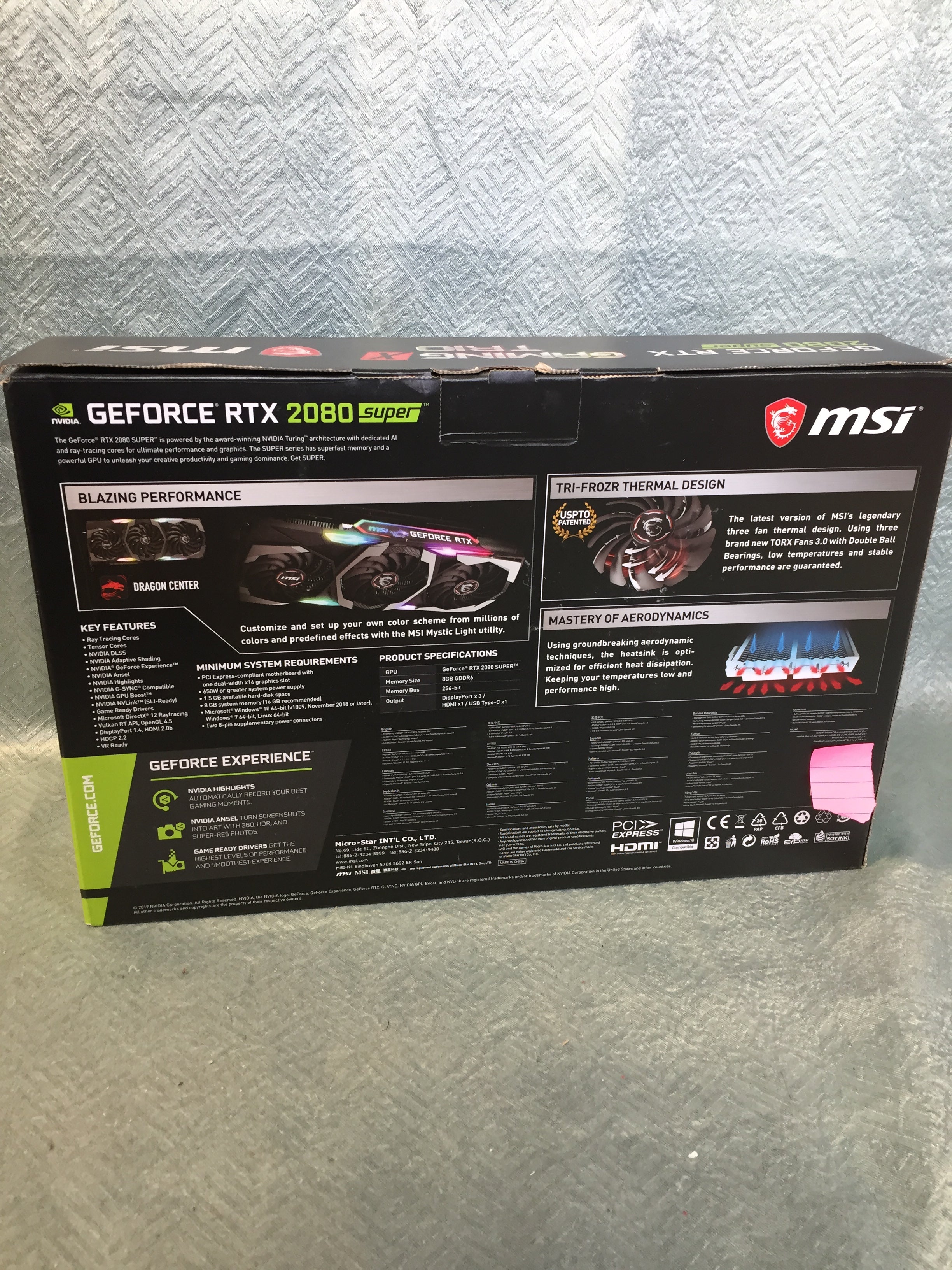 MSI Gaming GeForce RTX 2080 Super 8GB GDRR6 256-Bit - Overclocked Graphics Card (7609047679214)