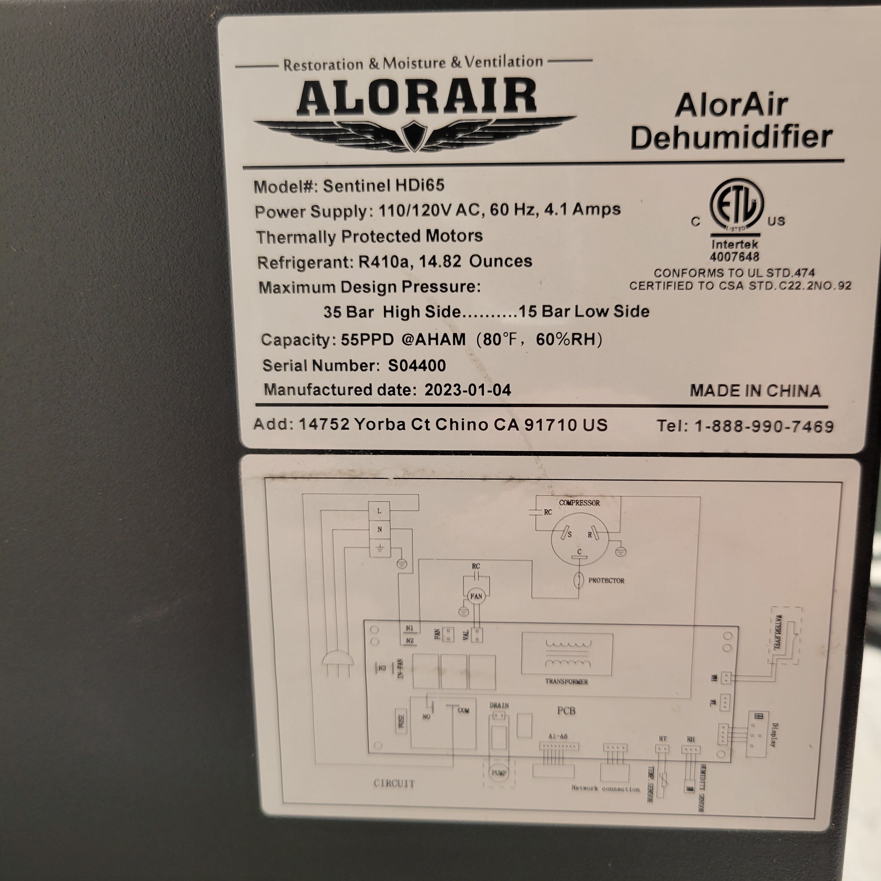 Alorair Sentinel HDi65 Commercial Dehumidifier Black (8099173531886)