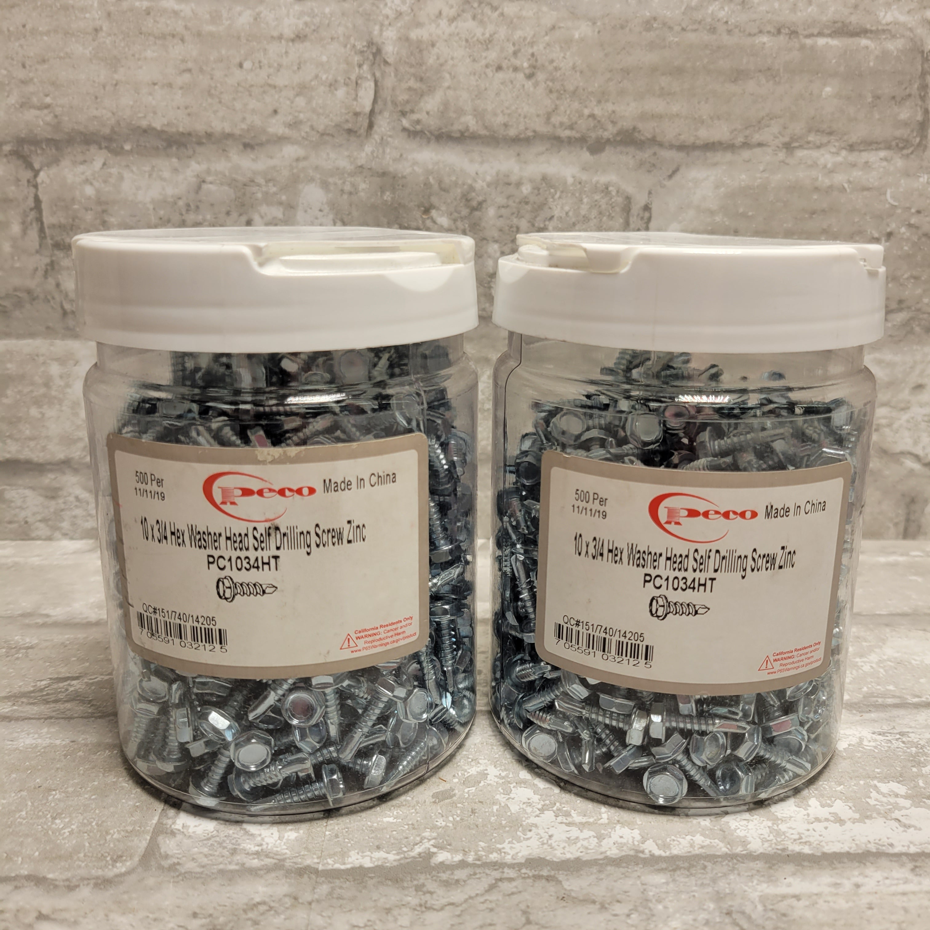 # 10 x 3/4" Hex Washer Head Screws Self Drill Tapping Zinc, Lot of 1000 (8064479330542)