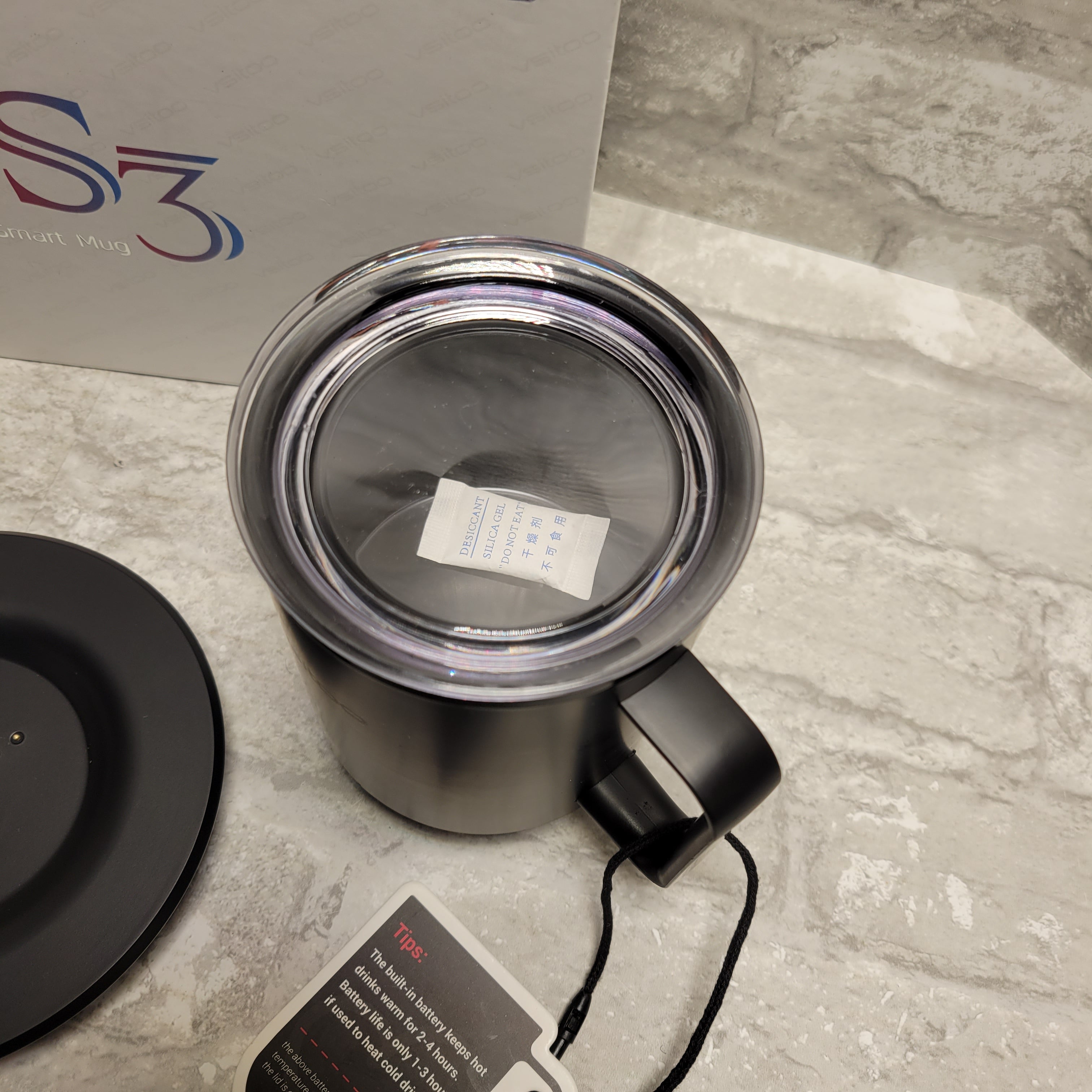 VSITOO S3 Temperature Control Smart Mug, Self Heating Black RL8 (8056468701422)