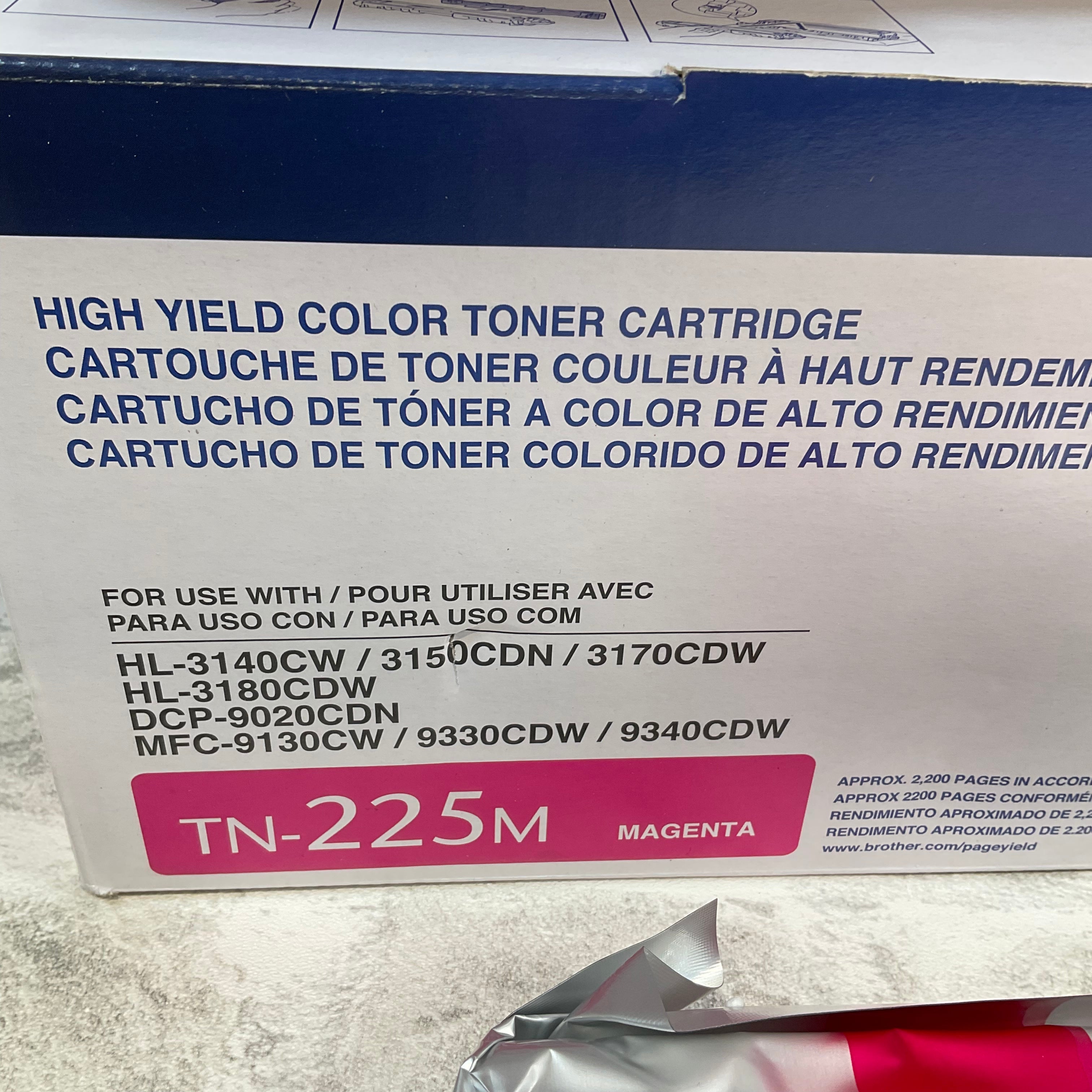 Brother Genuine High Yield Toner Cartridge, TN225M