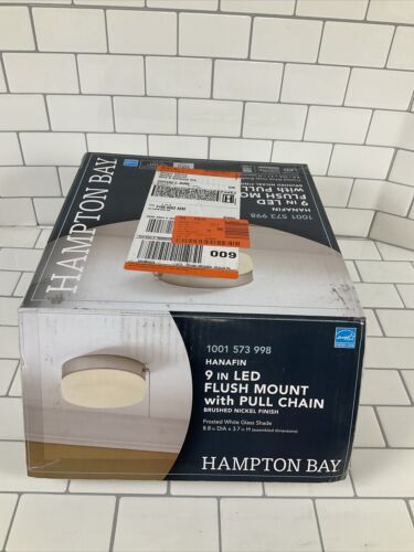 Hampton Bay 8 in. 60-Watt Equivalent Brushed Nickel LED Drum Flush Mount (6922789454007)