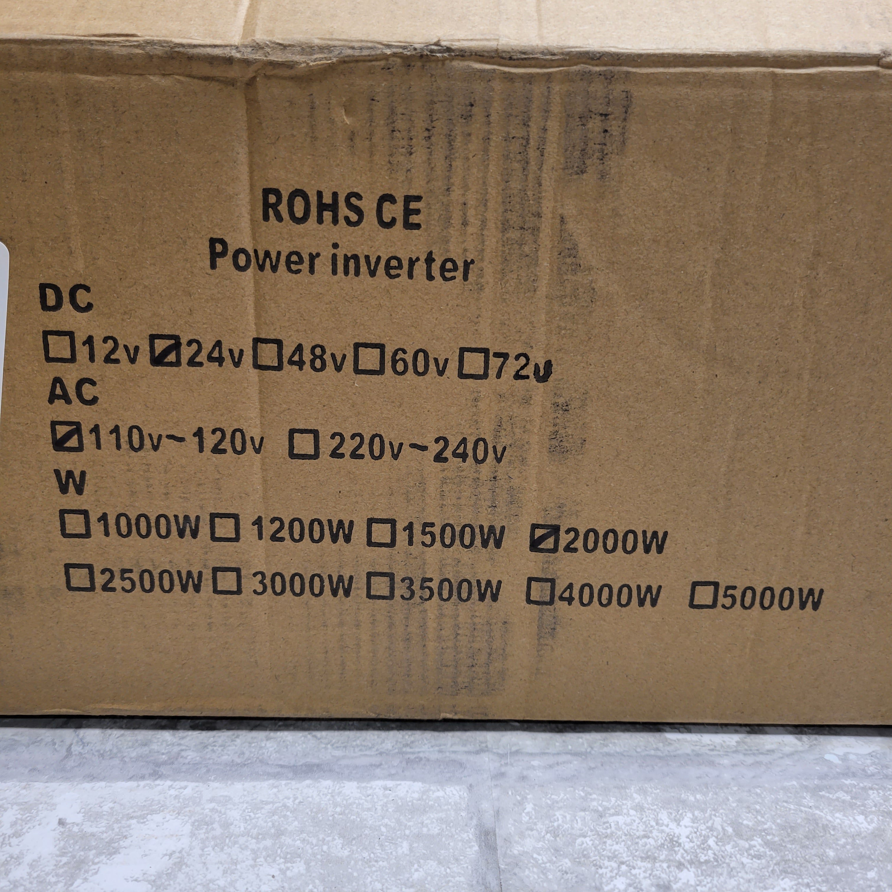 VEVOR Power Inverter Modified Sine Wave Inverter 2000W DC24V to AC120V Converter (8026822836462)